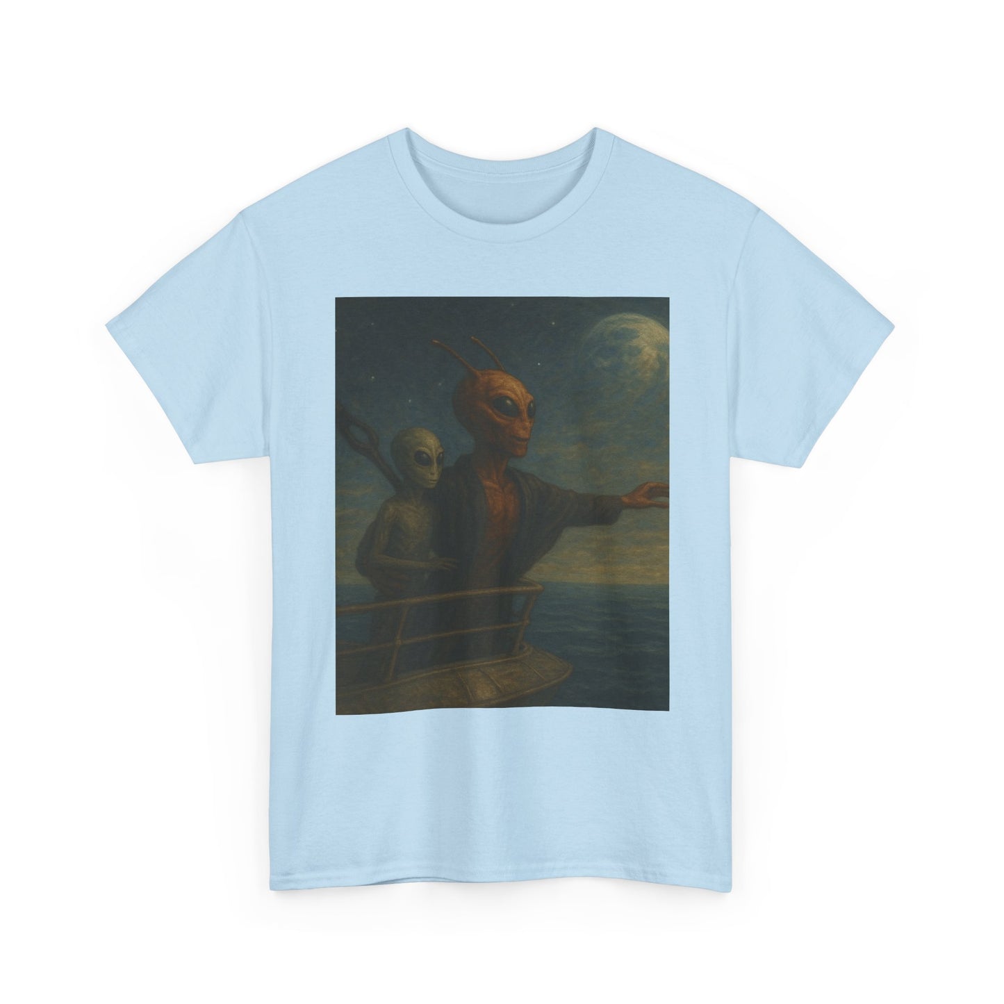 Vintage Gothic Painting Tee — Moonlit Ghost Ship Art T-Shirt