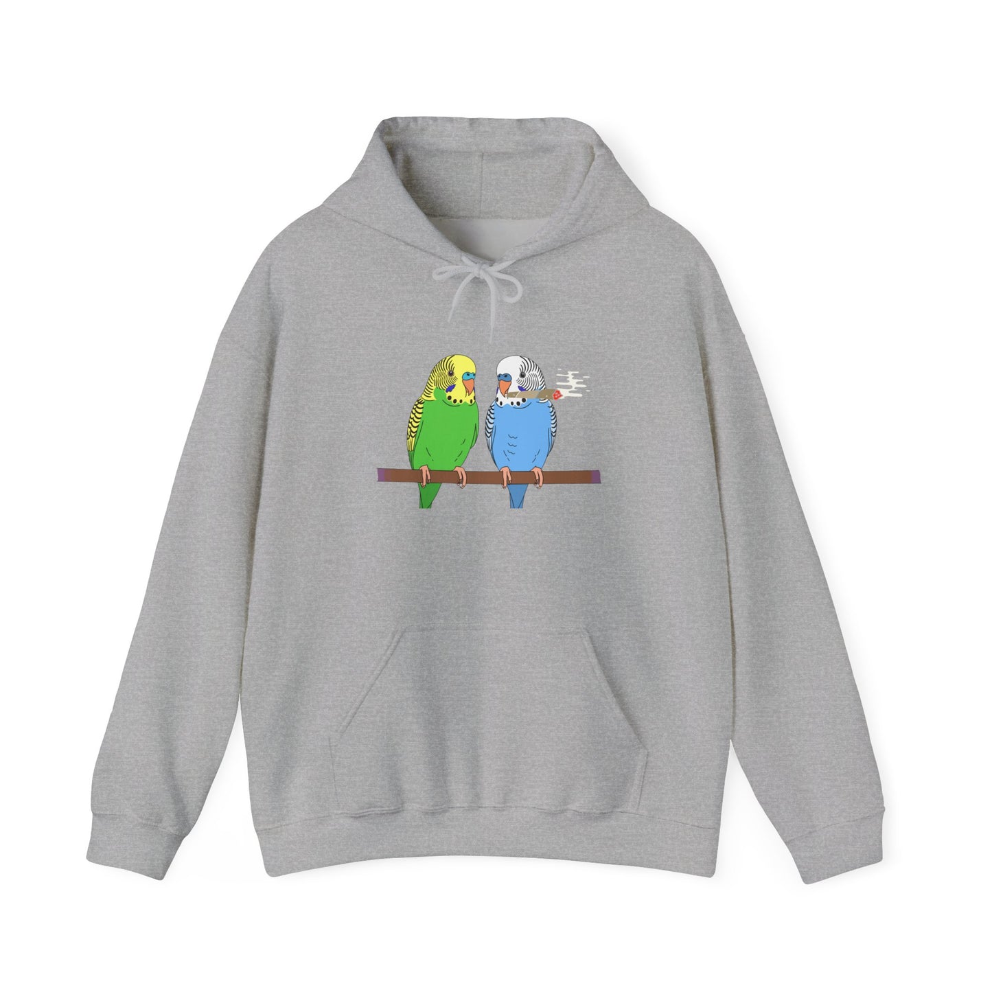 2 Birds 1 Stoned Hoodie – Cute Paired Budgerigar Bird Graphic Sweatshirt