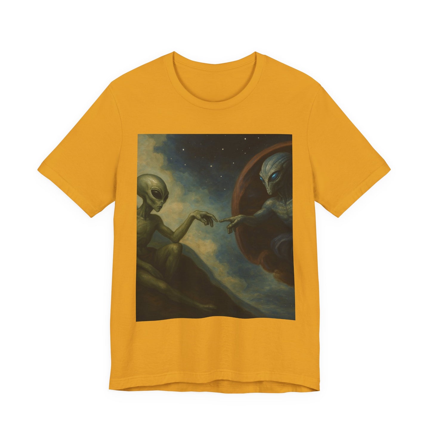 Alien Creation Tee — Cosmic Michelangelo Graphic T-Shirt