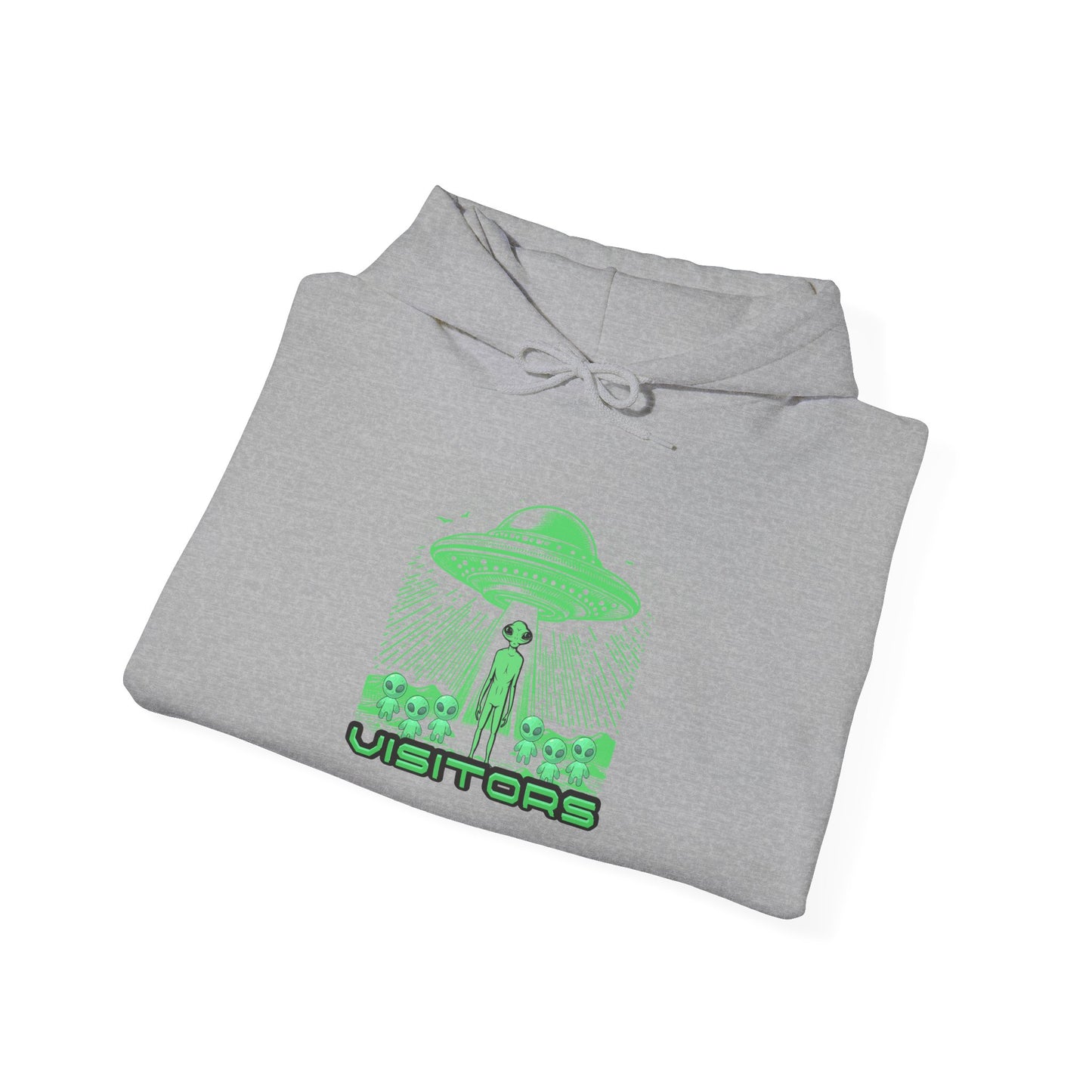Alien Abduction Hoodie — "Visitors" Retro UFO Pullover