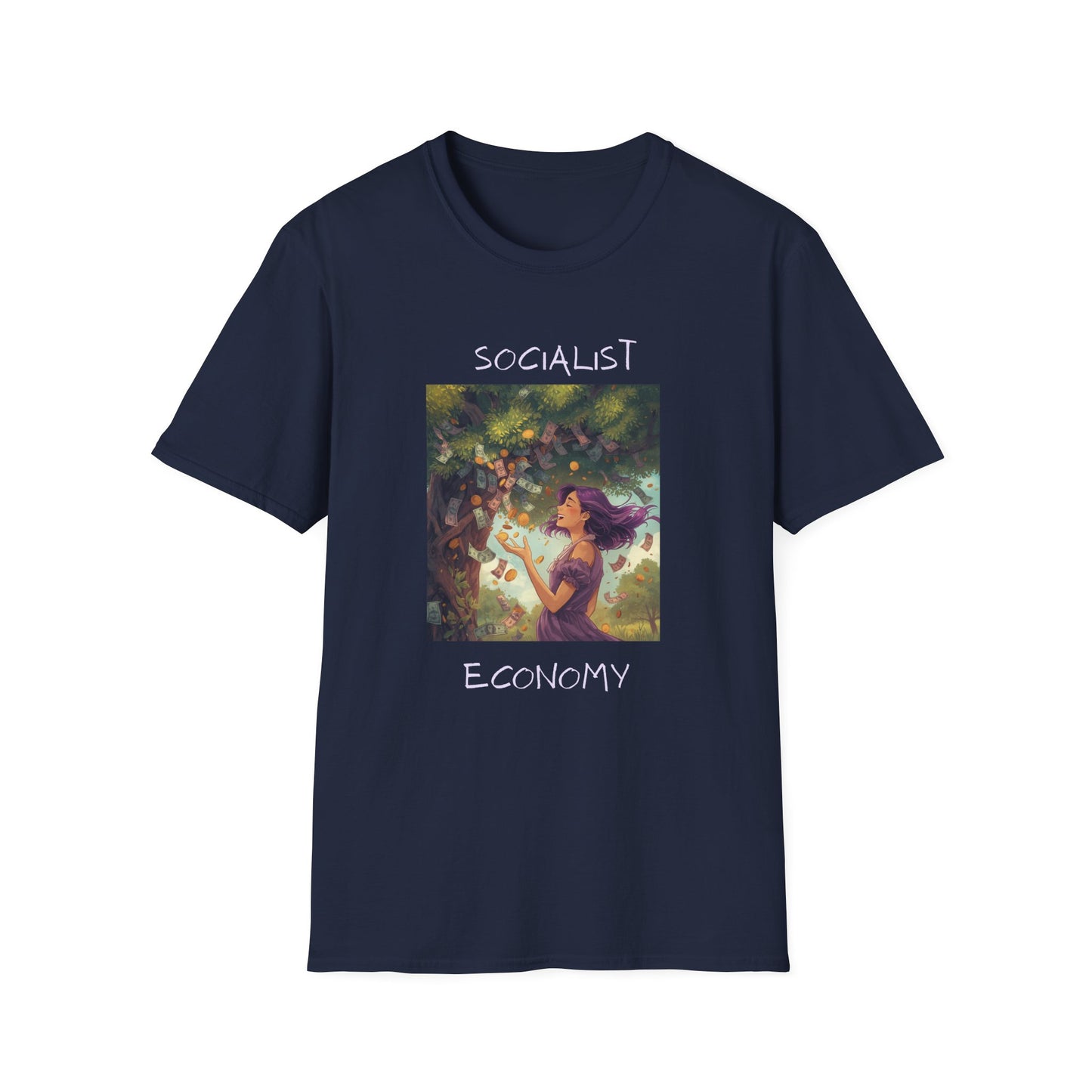 Socialist Economy Graphic T-Shirt — Whimsical Nature Illustration