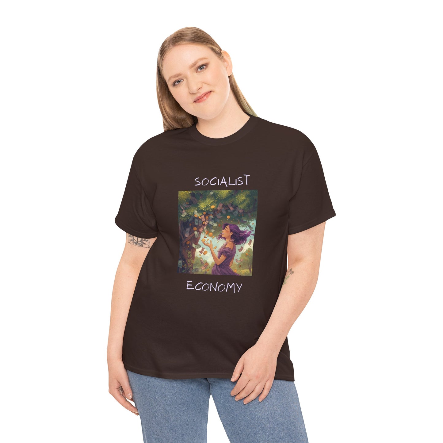 Socialist Economy Graphic Tee — Retro Fairy Illustration Political T‑Shirt