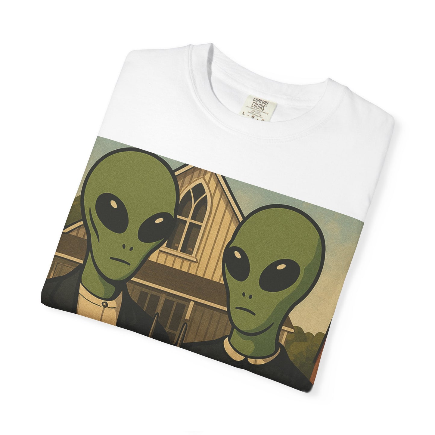 Alien Gothic T-Shirt — Parody of American Gothic Art
