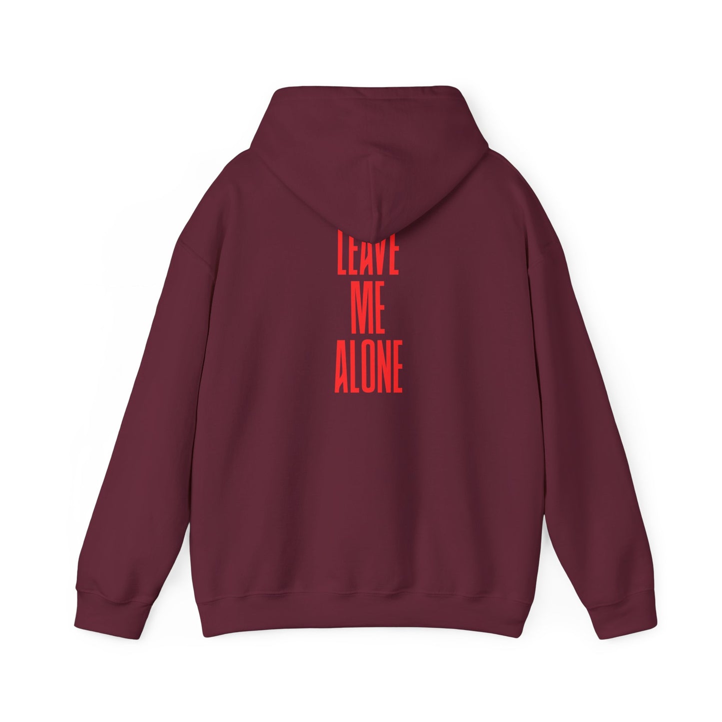 Leave Me Alone Hoodie — Minimal Pink Text Graphic Hooded Sweatshirt