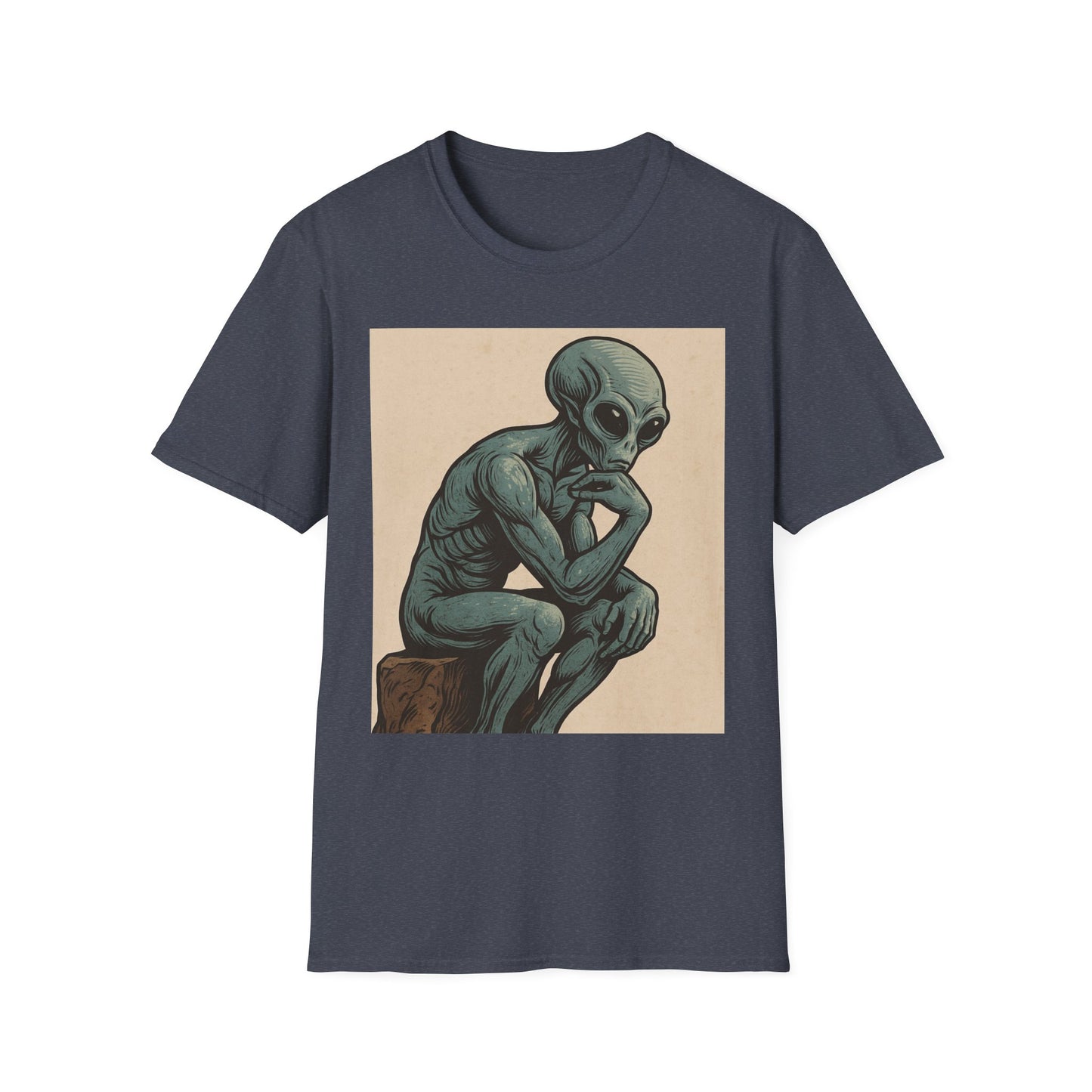 Alien Thinker T-Shirt — Retro Art Sci‑Fi Graphic Tee