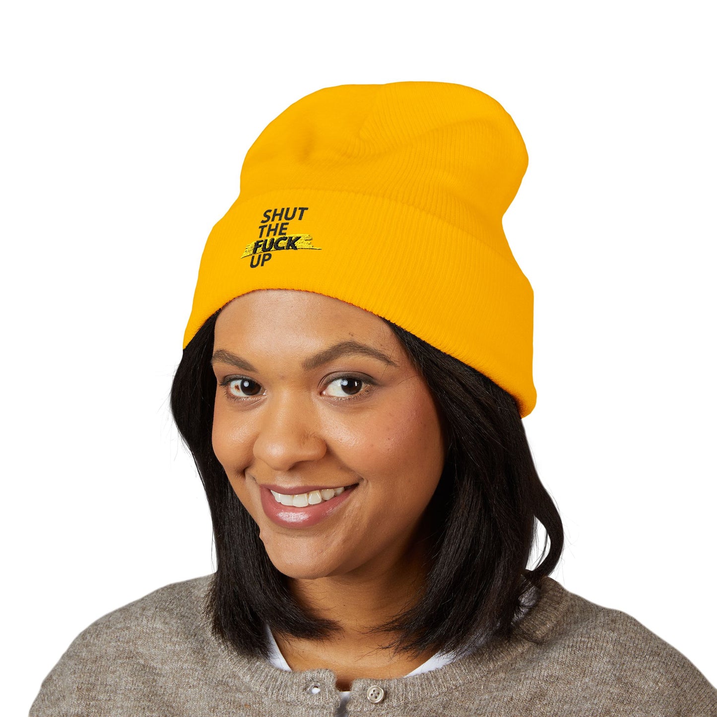 Embroidered "Shut The F*** Up" Cuffed Beanie — Bold Streetwear Winter Hat