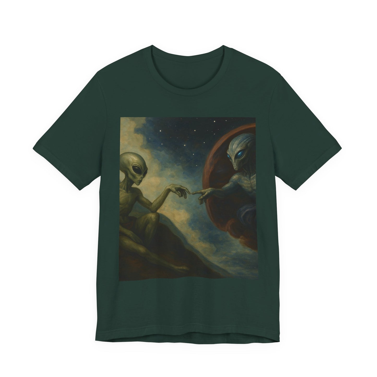 Alien Creation Tee — Cosmic Michelangelo Graphic T-Shirt