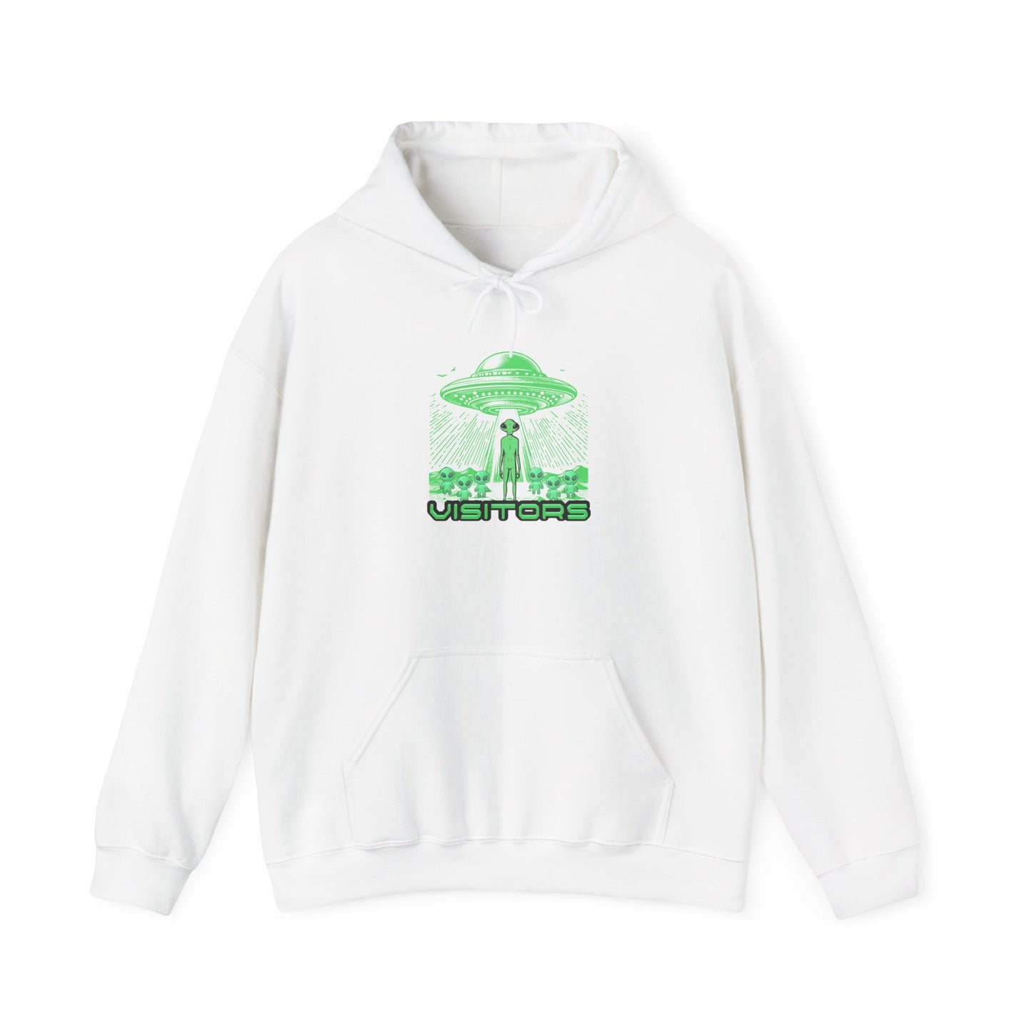 Alien Abduction Hoodie — "Visitors" Retro UFO Pullover