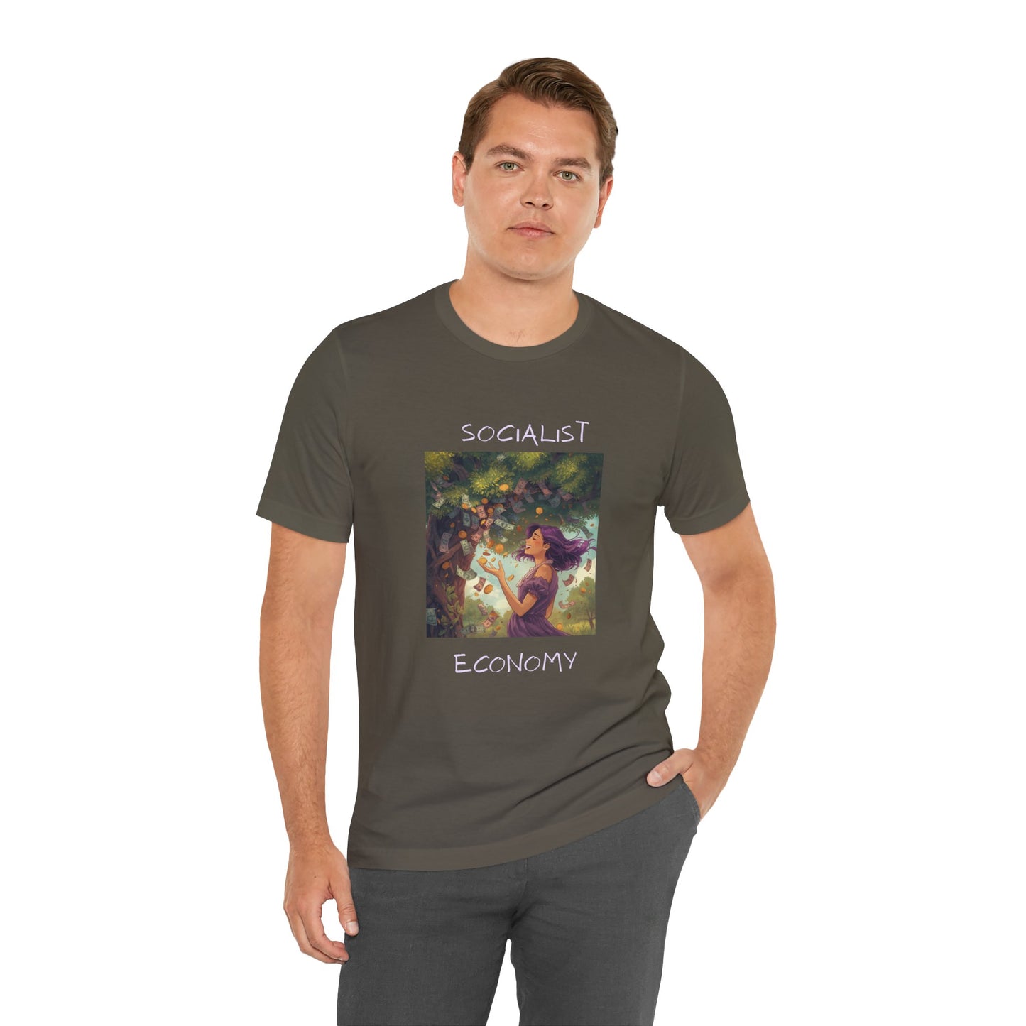 Socialist Economy Graphic Tee — Whimsical Nature Illustration T-Shirt