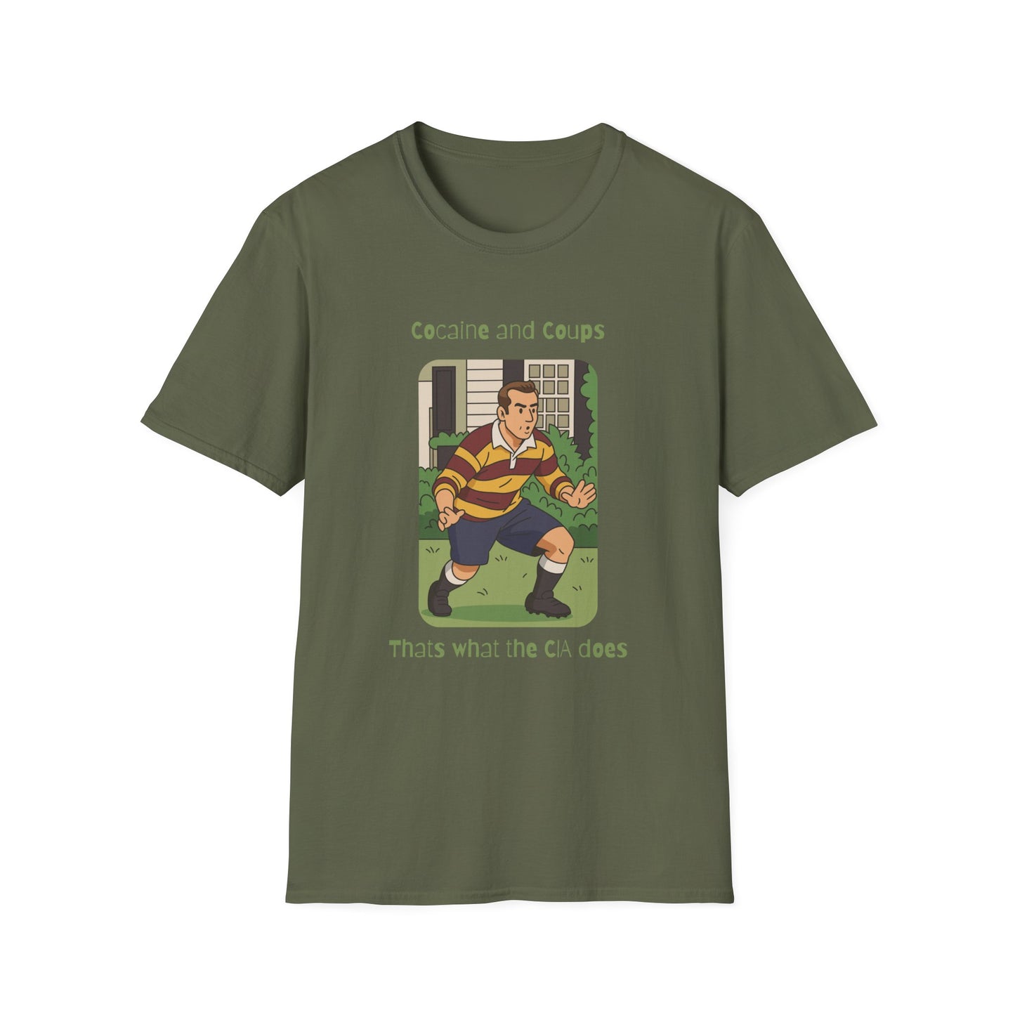 Rugby Player Illustration T-Shirt — 'Courage and Cupps' Vintage Sports Tee