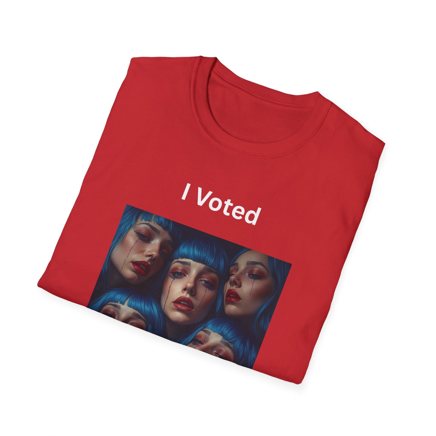 I Voted For This Graphic T-Shirt — Blue Hair Portrait Collage Tee