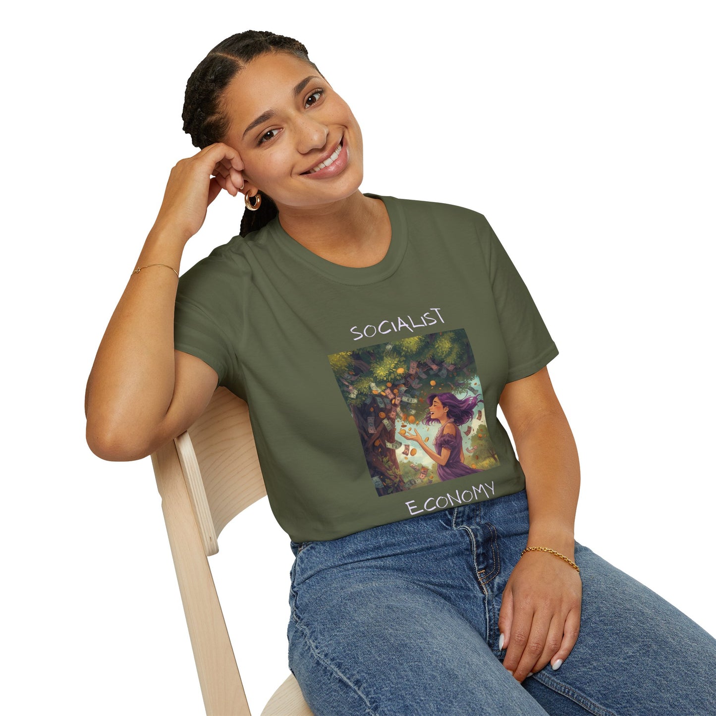 Socialist Economy T‑Shirt — Feminine Nature Illustration Political Tee