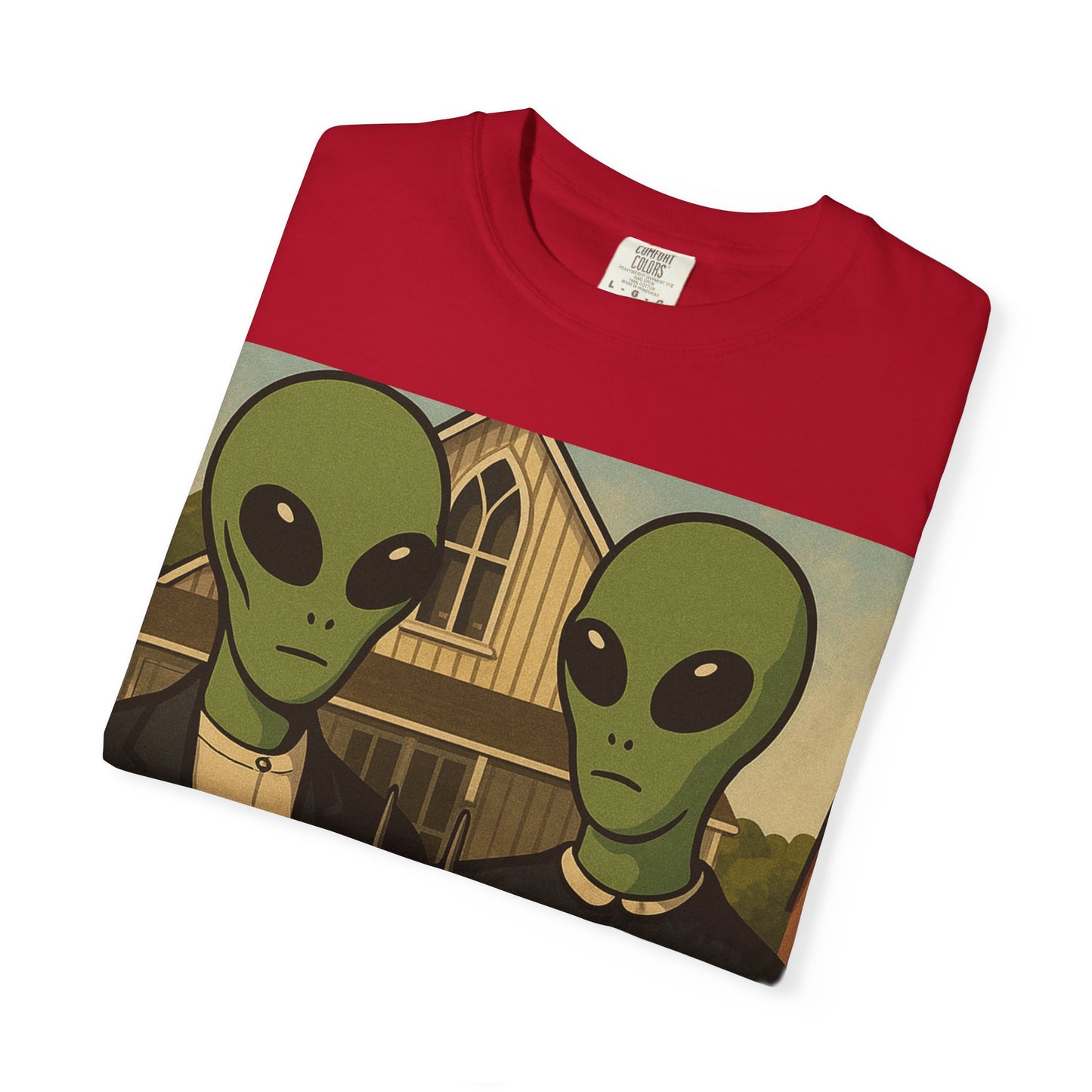 Alien Gothic T-Shirt — Parody of American Gothic Art