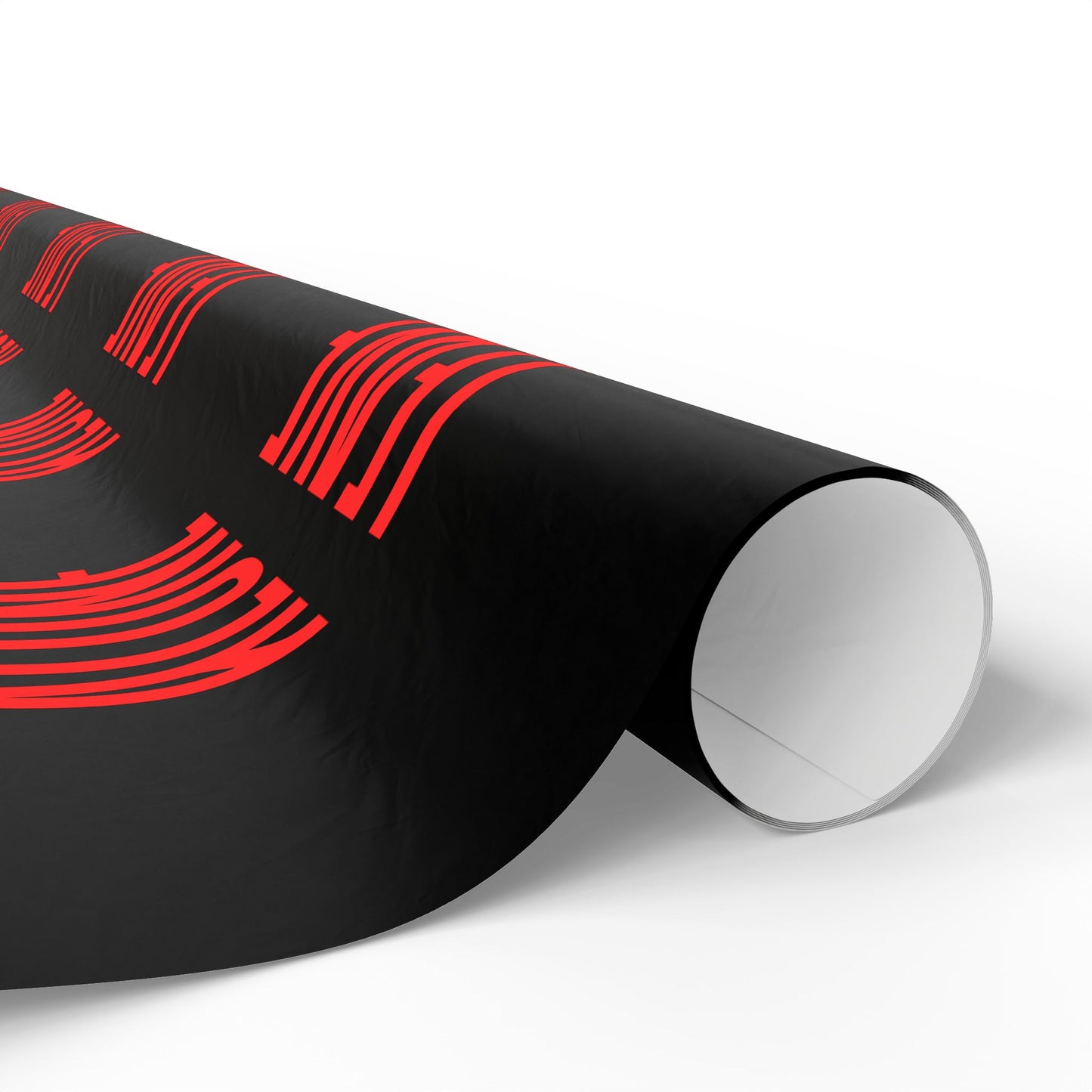 Wrapping Paper Roll — Black with Red Barcode Stripe Pattern, Modern Gift Wrap for Birthdays & Holidays
