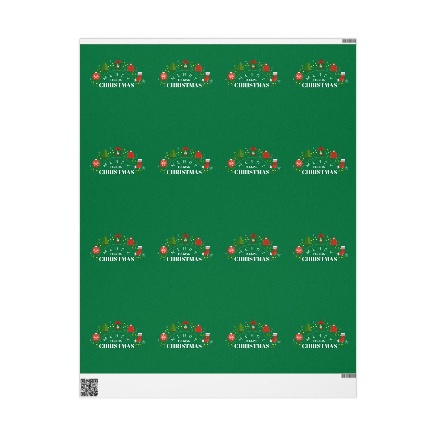 " Merry Fucking Christmas" Green Solid Wrapping Paper Roll — Classic Gift Wrap for Holidays & Everyday