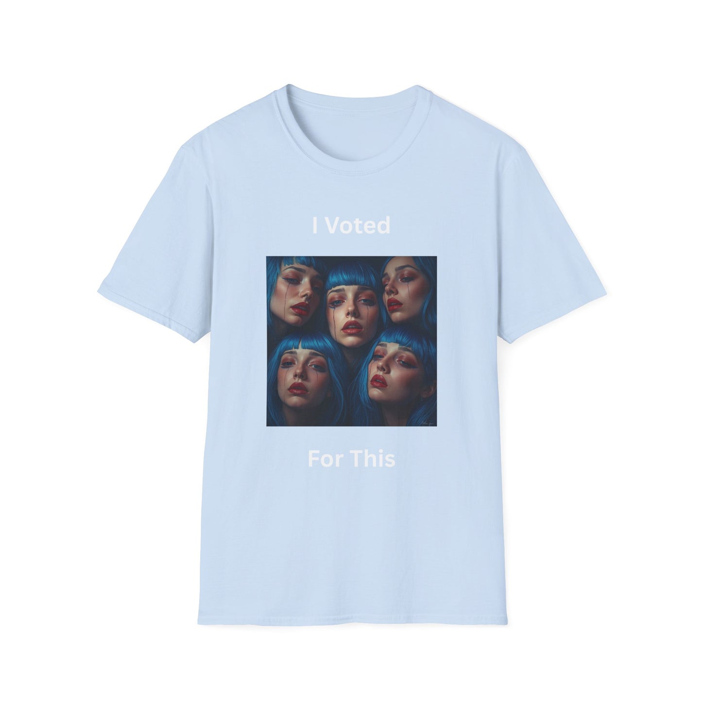 I Voted For This Graphic T-Shirt — Blue Hair Portrait Collage Tee