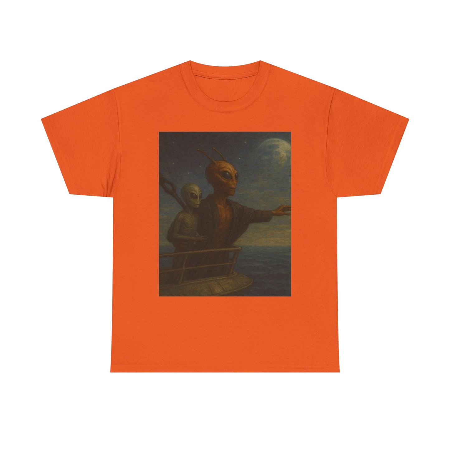 Vintage Gothic Painting Tee — Moonlit Ghost Ship Art T-Shirt