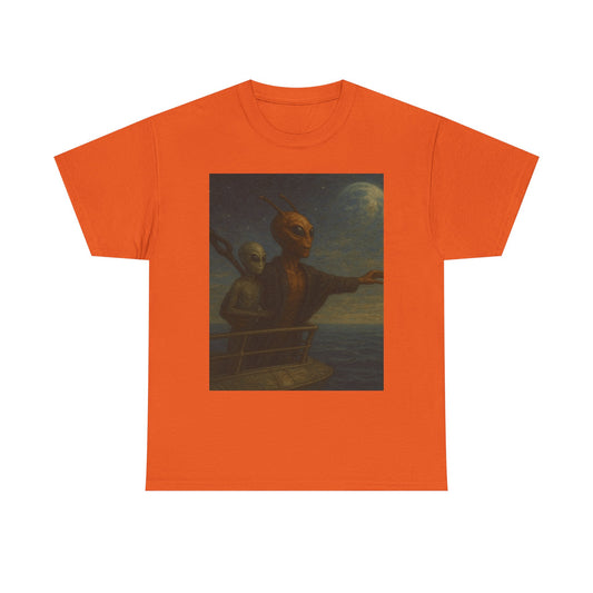 Vintage Gothic Painting Tee — Moonlit Ghost Ship Art T-Shirt