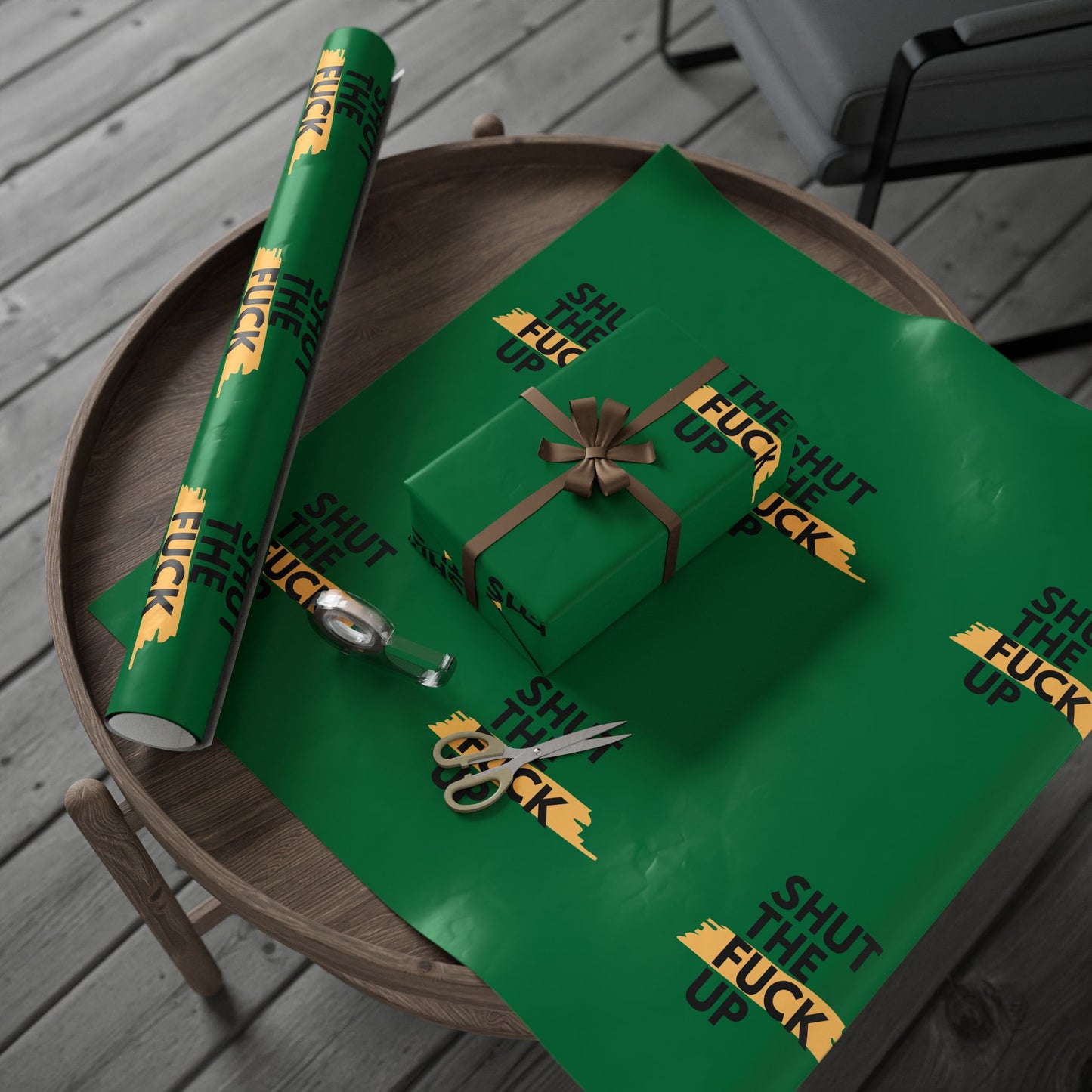 Green Tractor Pattern Wrapping Paper — Farm-Themed Gift Wrap Roll