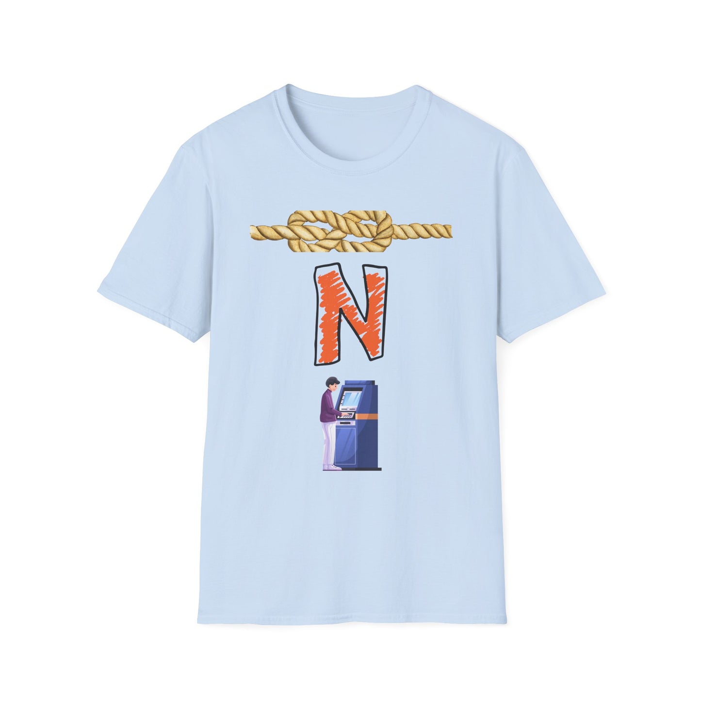 N Letter Graphic T-Shirt — Nautical Rope & Arcade Gamer Design
