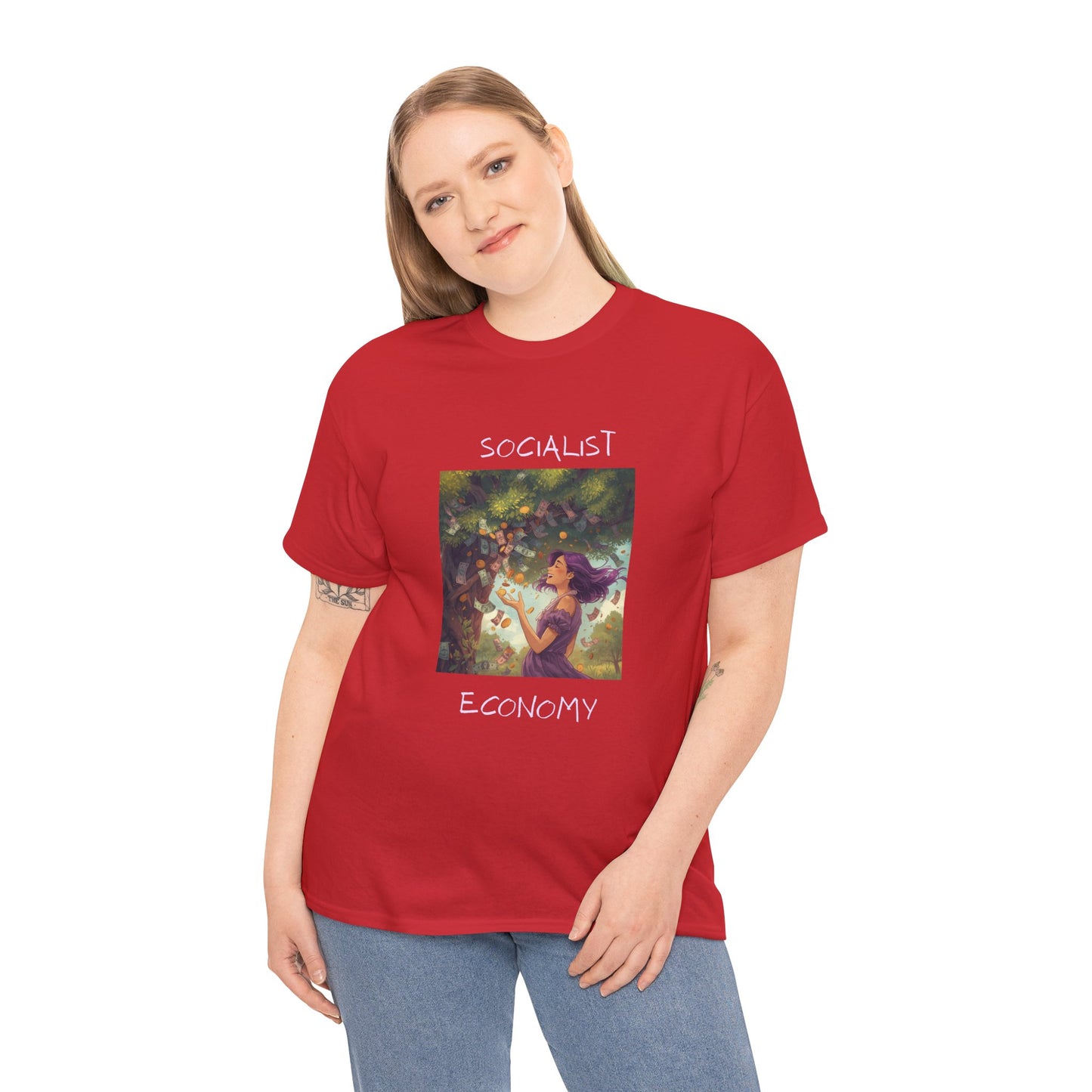 Socialist Economy Graphic Tee — Retro Fairy Illustration Political T‑Shirt