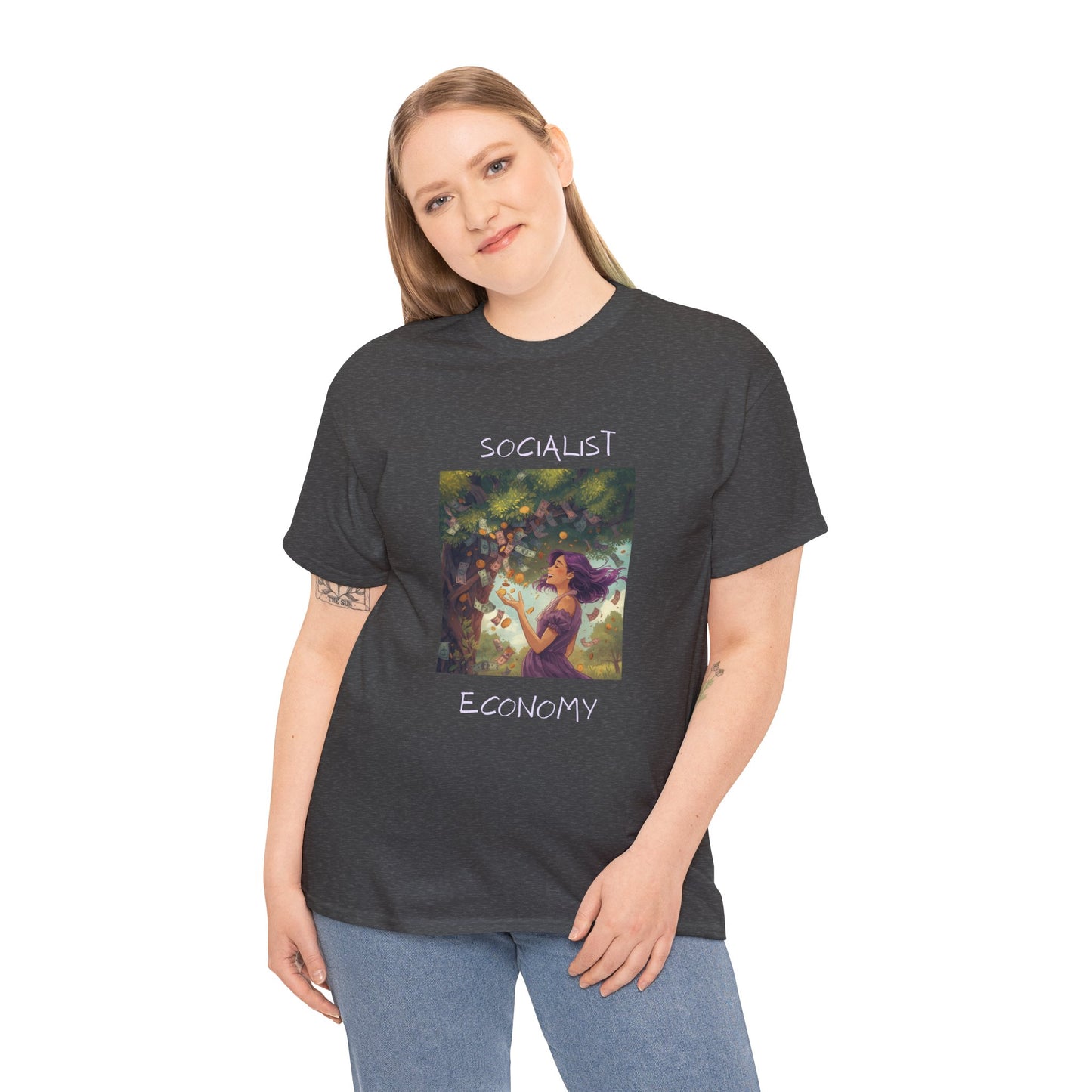 Socialist Economy Graphic Tee — Retro Fairy Illustration Political T‑Shirt