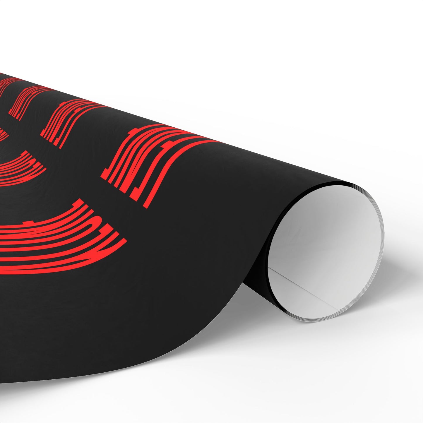 Wrapping Paper Roll — Black with Red Barcode Stripe Pattern, Modern Gift Wrap for Birthdays & Holidays