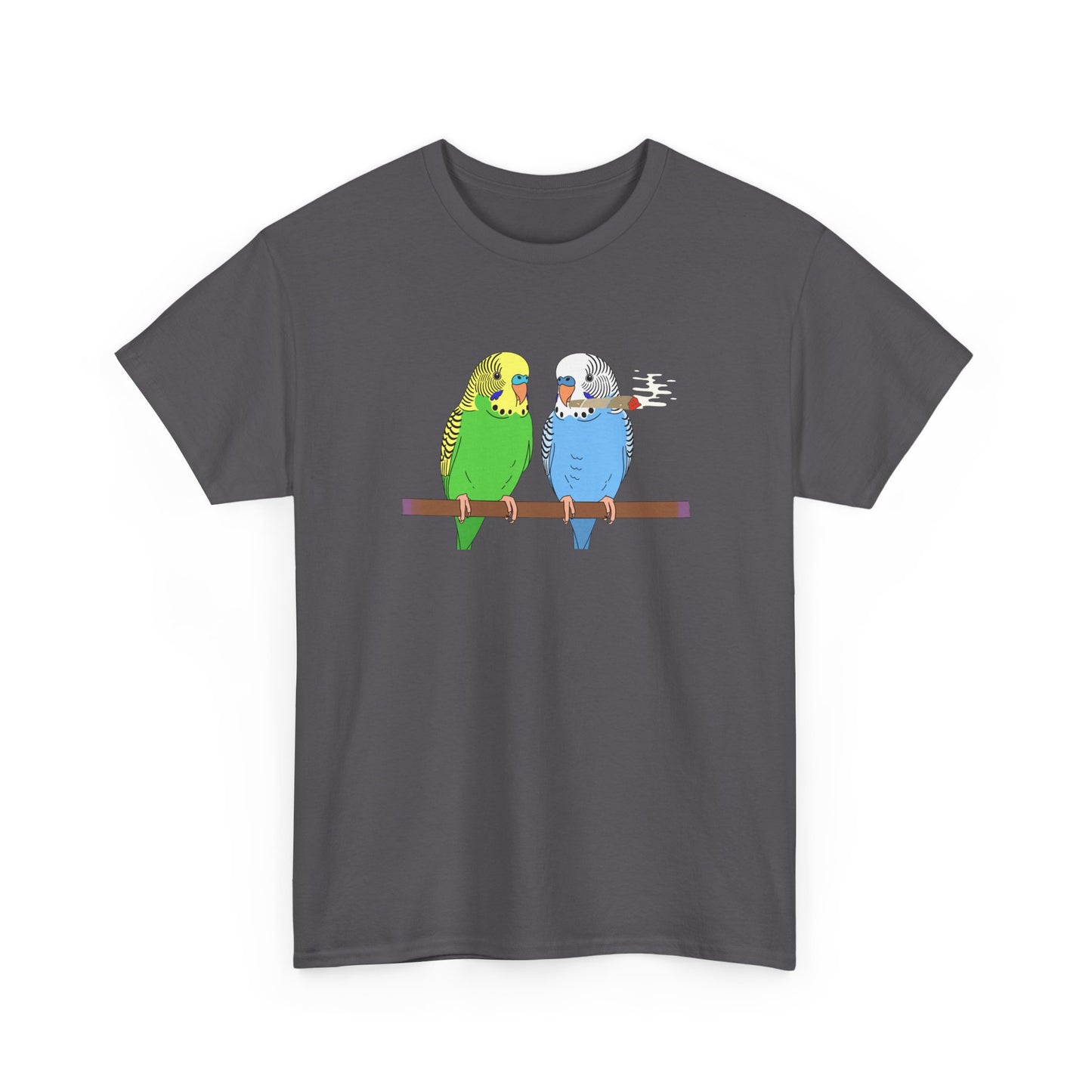 2 Birds 1 Stoned T-Shirt — Cute Parakeet Pair Graphic Tee