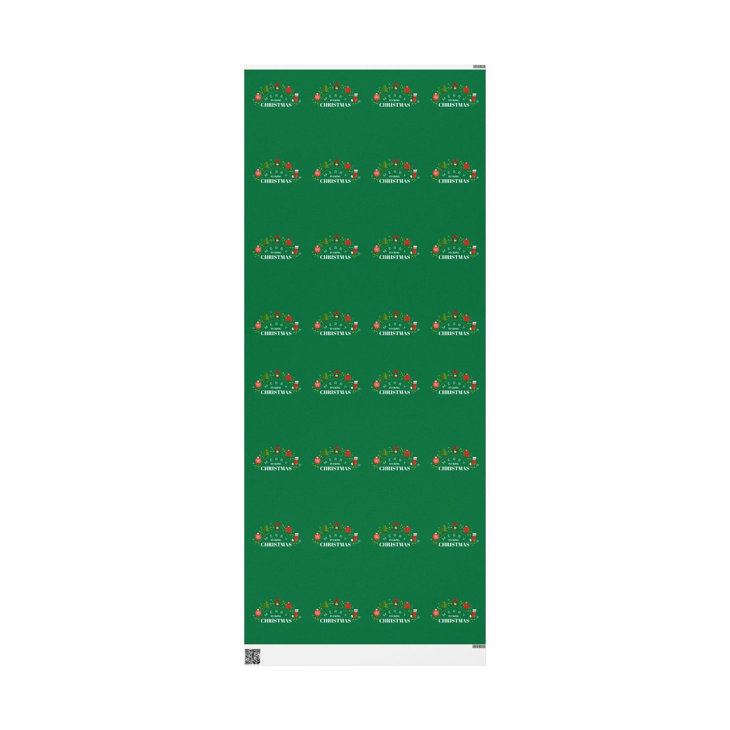 " Merry Fucking Christmas" Green Solid Wrapping Paper Roll — Classic Gift Wrap for Holidays & Everyday