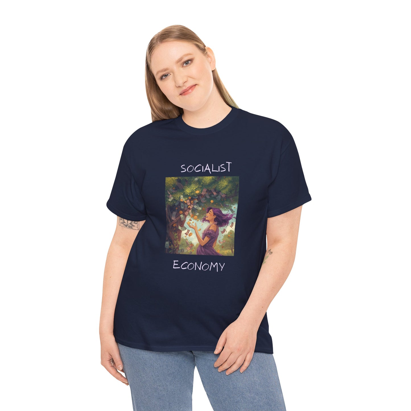 Socialist Economy Graphic Tee — Retro Fairy Illustration Political T‑Shirt