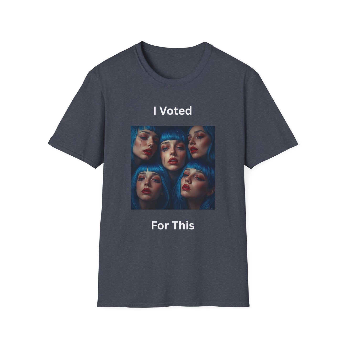 I Voted For This Graphic T-Shirt — Blue Hair Portrait Collage Tee