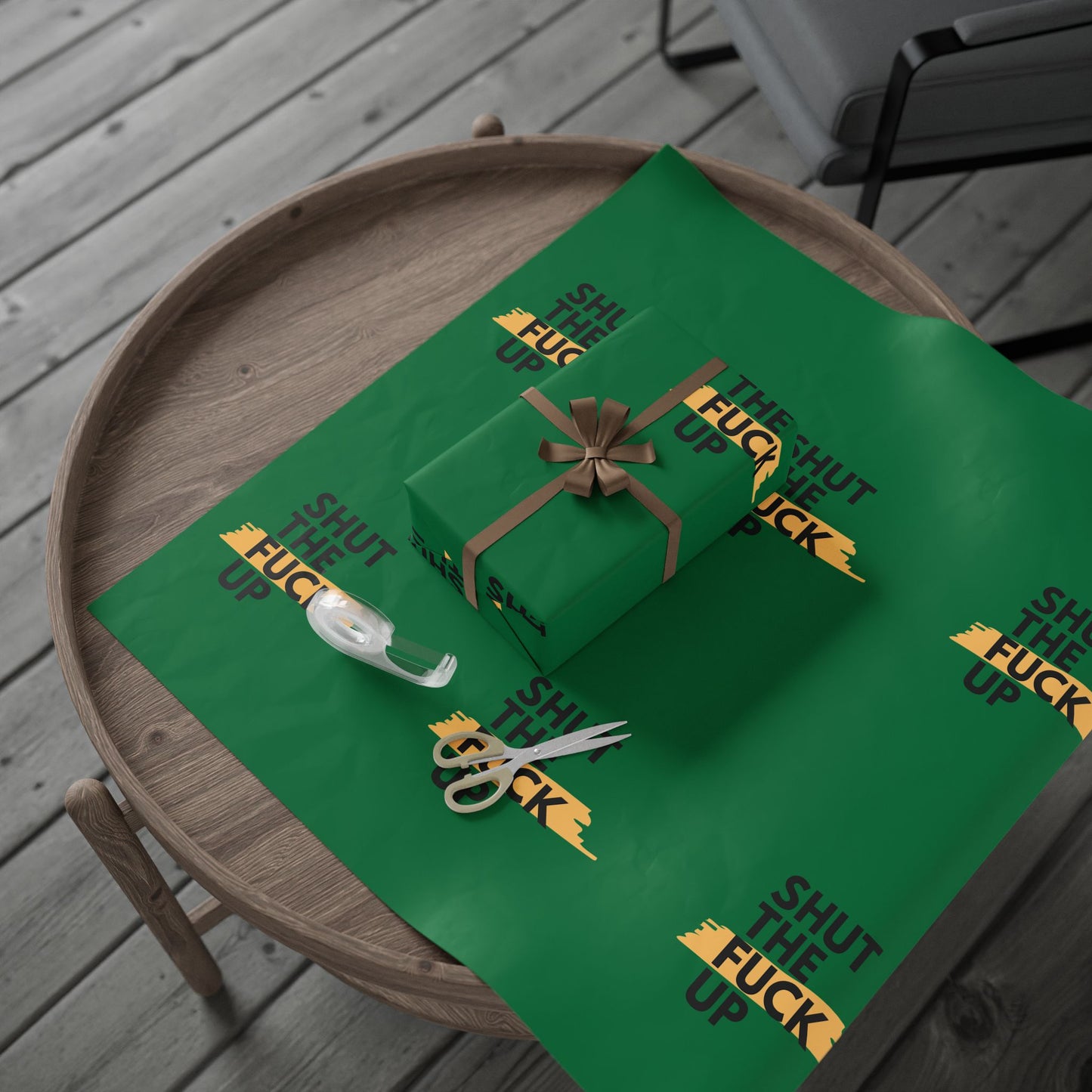 Green Tractor Pattern Wrapping Paper — Farm-Themed Gift Wrap Roll