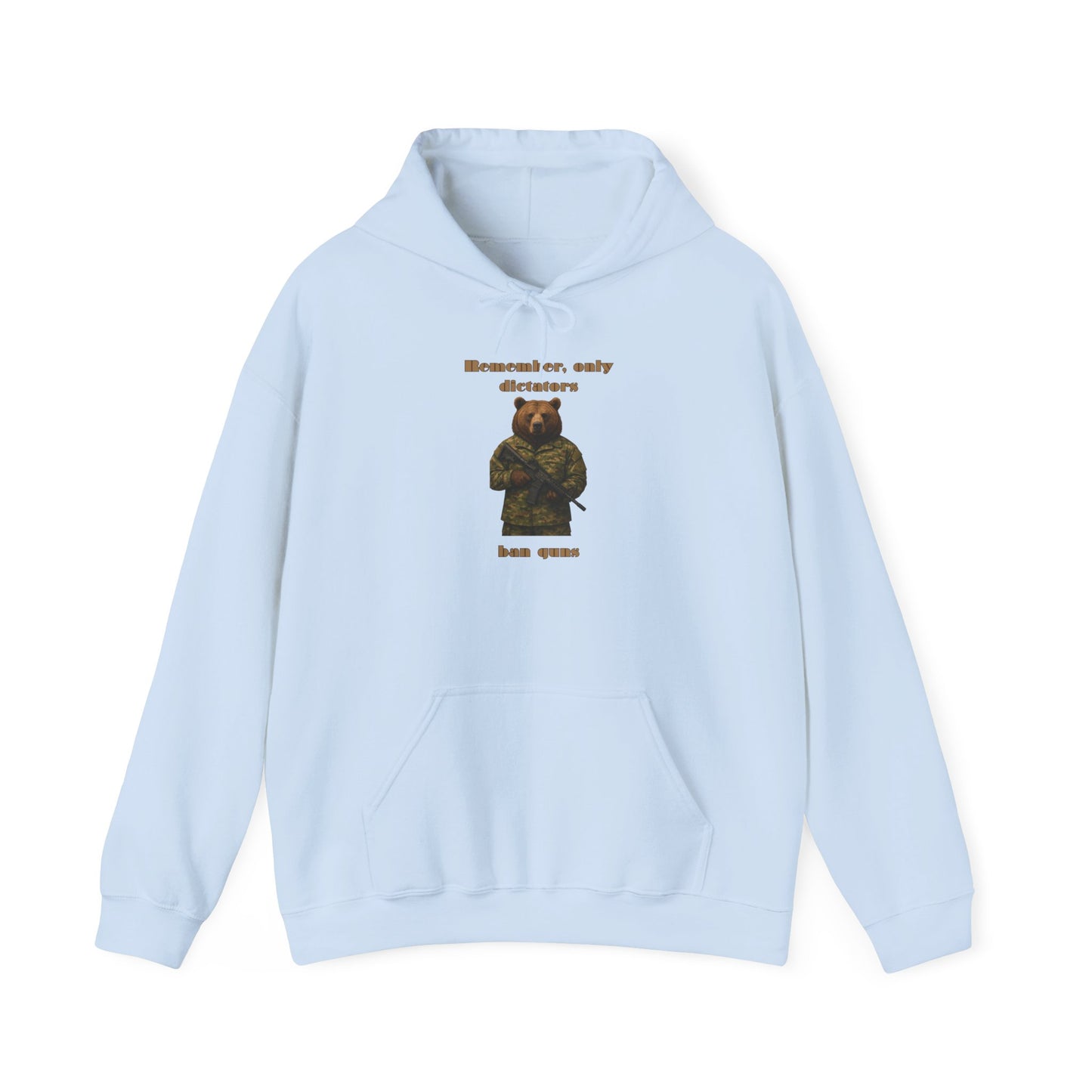 Military Bear Graphic Hoodie — "Brownsack, salty dictators have eyes" Novelty Streetwear