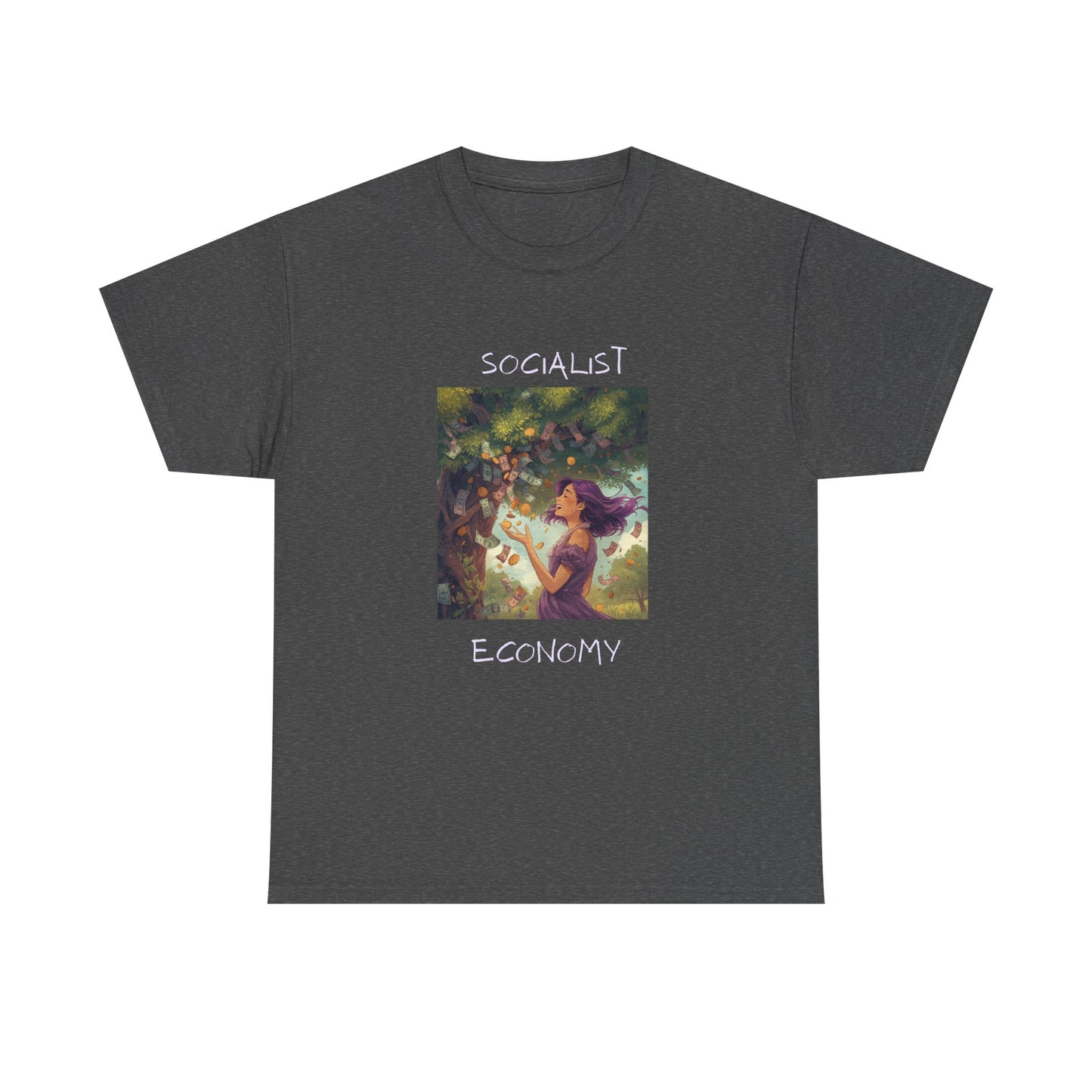 Socialist Economy Graphic Tee — Retro Fairy Illustration Political T‑Shirt