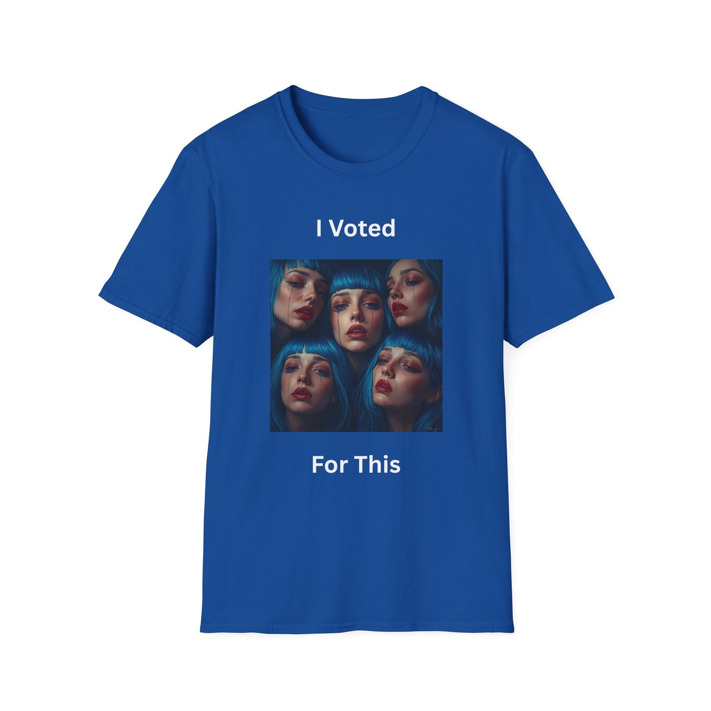 I Voted For This Graphic T-Shirt — Blue Hair Portrait Collage Tee