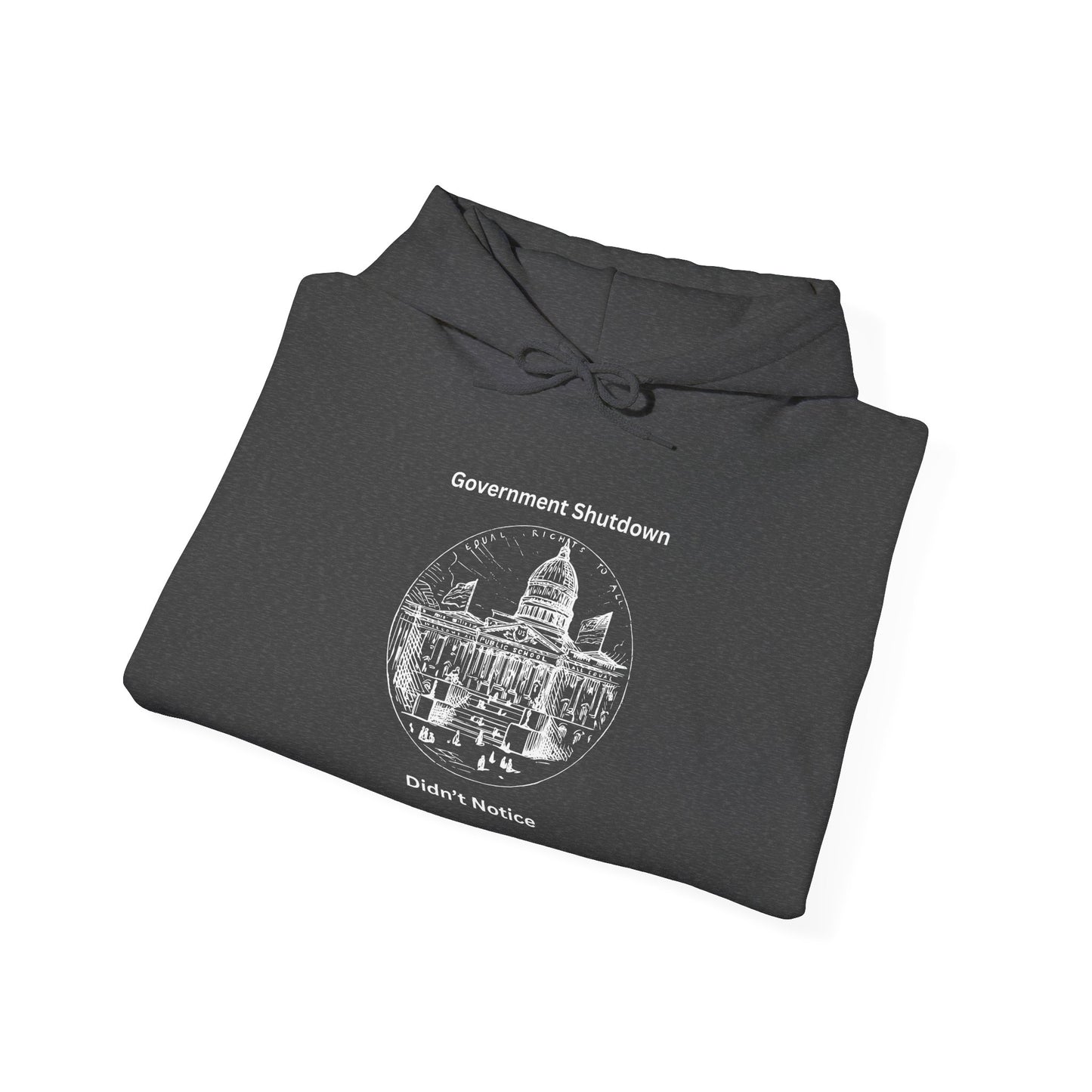 Protest Graphic Hoodie — "Government Shutdown Didn't Notice" Capitol Design