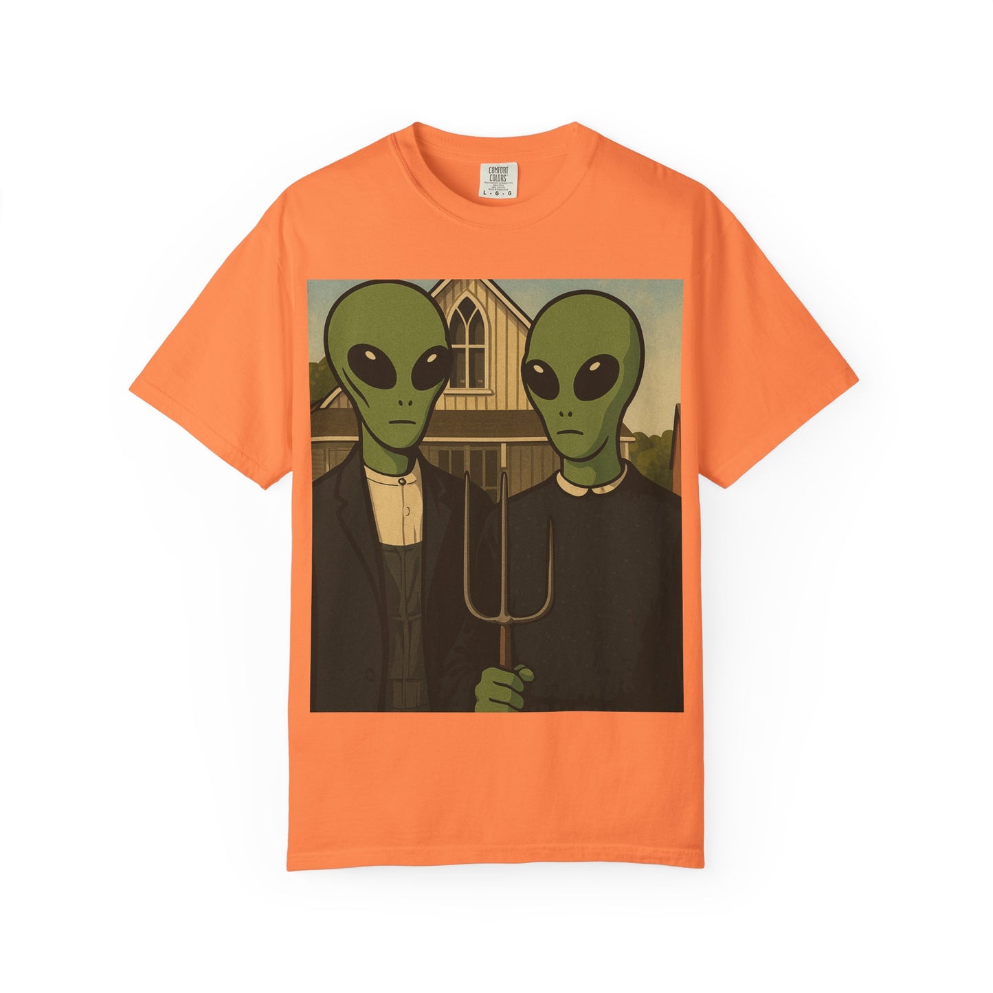 Alien Gothic T-Shirt — Parody of American Gothic Art