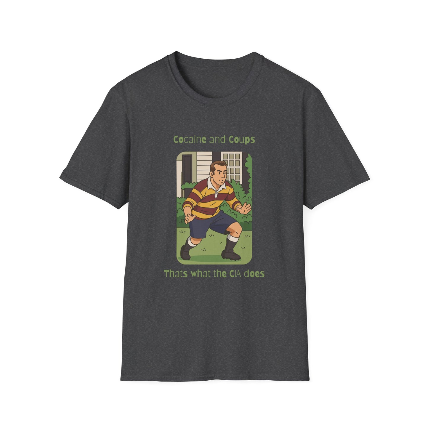 Rugby Player Illustration T-Shirt — 'Courage and Cupps' Vintage Sports Tee