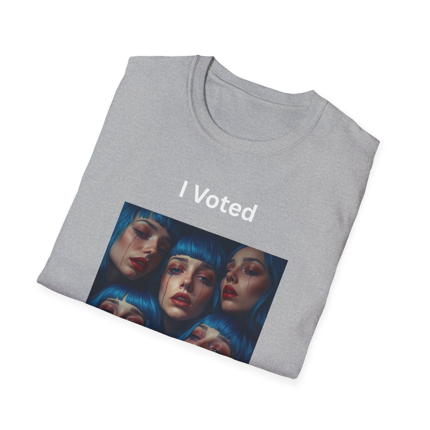 I Voted For This Graphic T-Shirt — Blue Hair Portrait Collage Tee