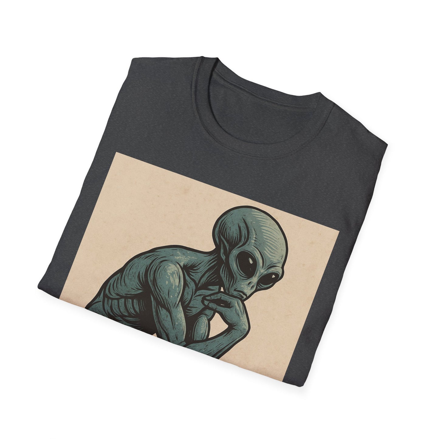 Alien Thinker T-Shirt — Retro Art Sci‑Fi Graphic Tee