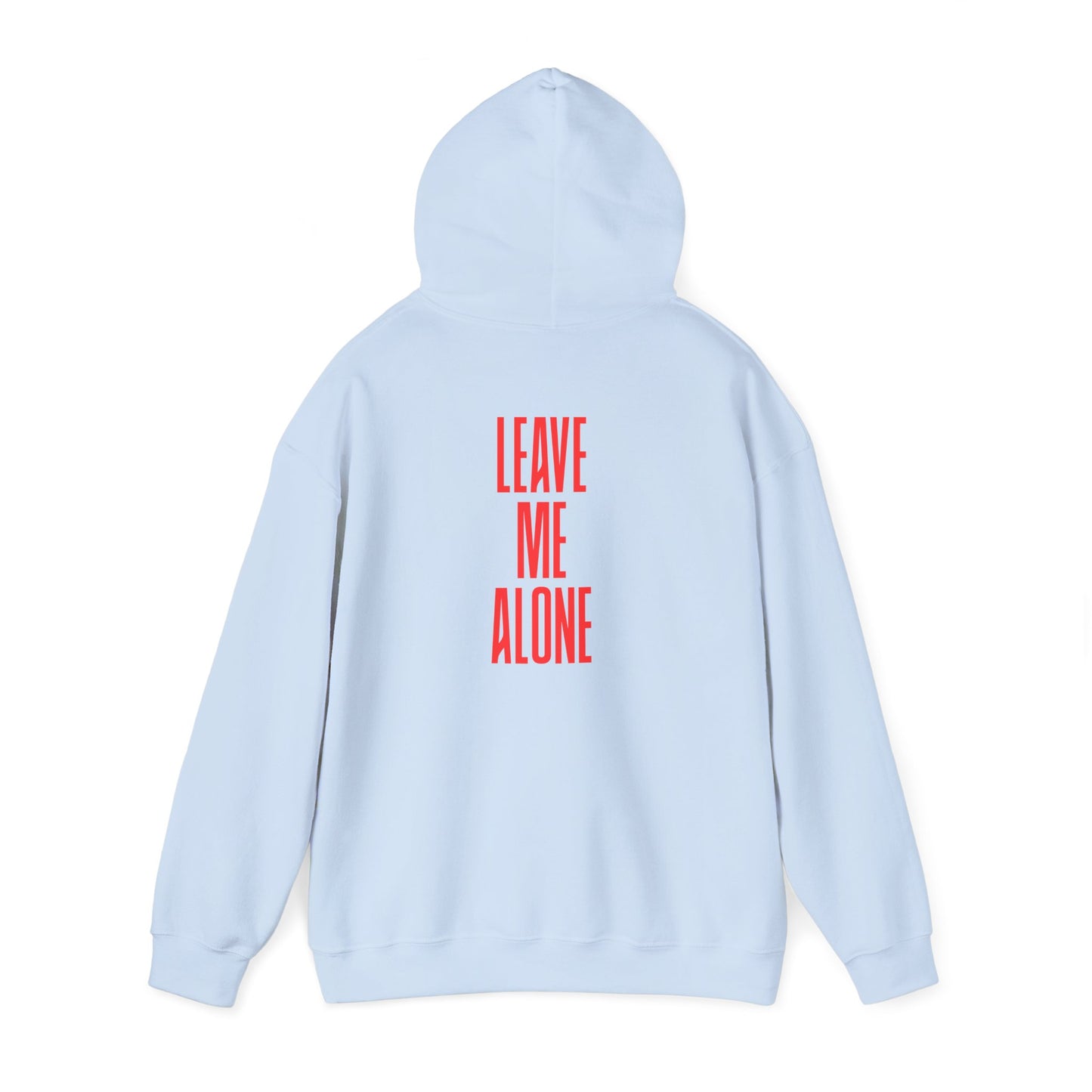 Leave Me Alone Hoodie — Minimal Pink Text Graphic Hooded Sweatshirt