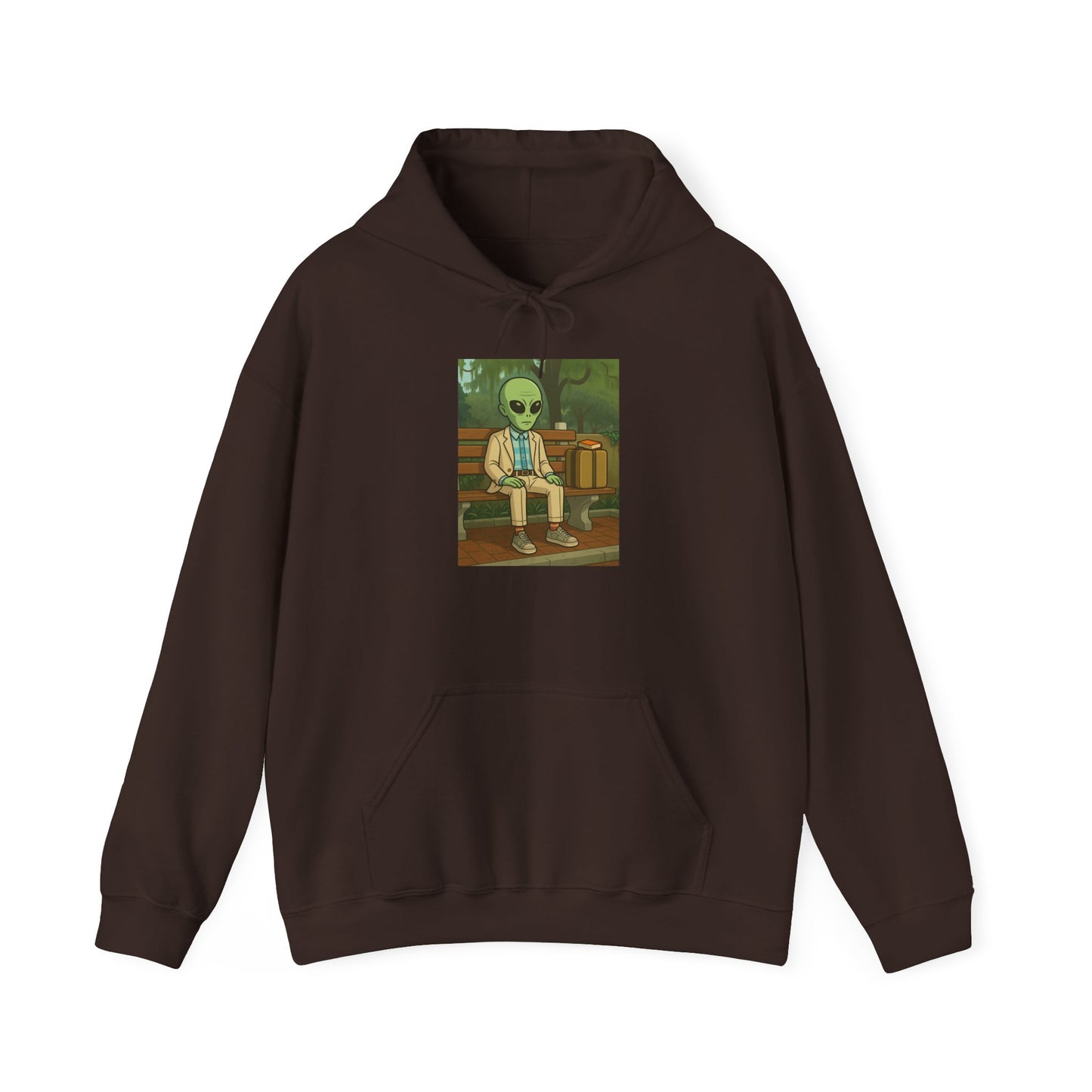 Gump Hoodie – Retro Green Alien Illustration Pullover
