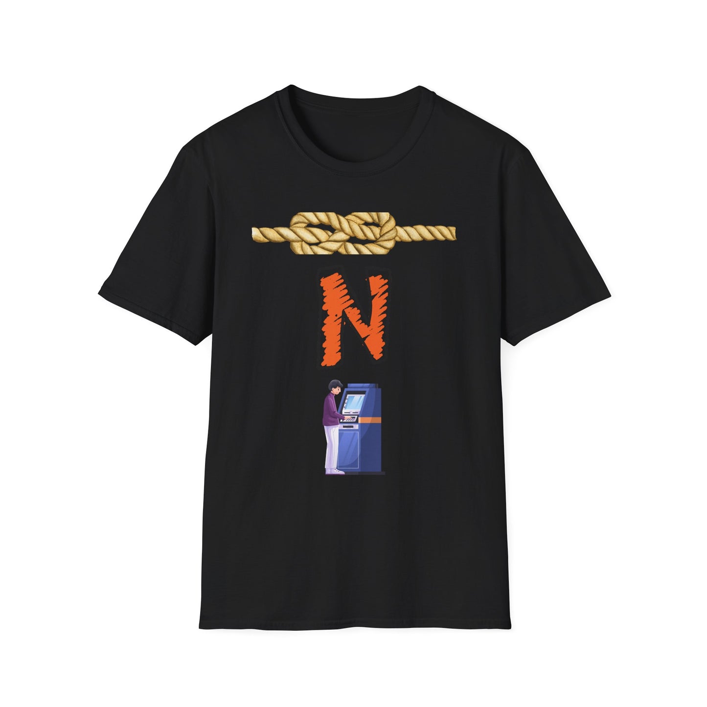 N Letter Graphic T-Shirt — Nautical Rope & Arcade Gamer Design