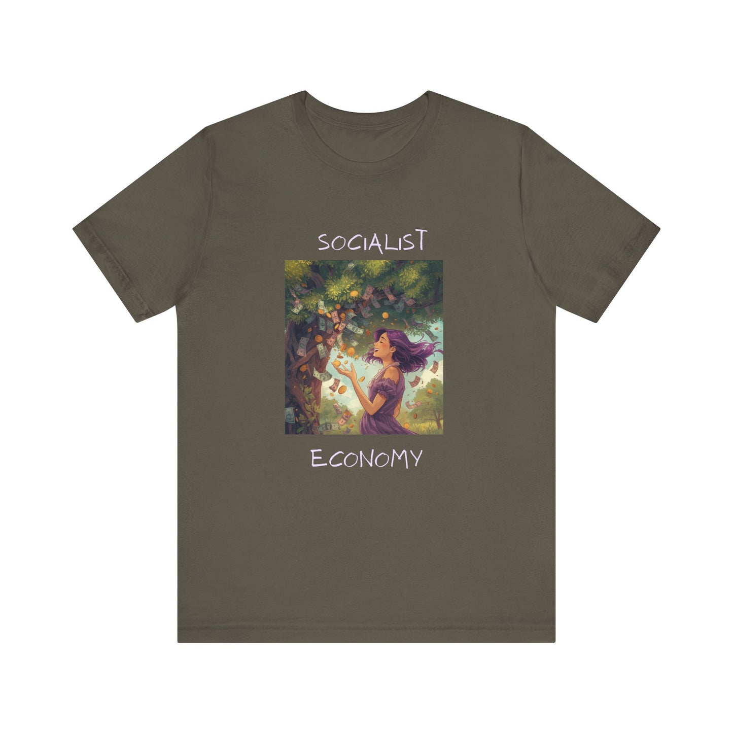 Socialist Economy Graphic Tee — Whimsical Nature Illustration T-Shirt