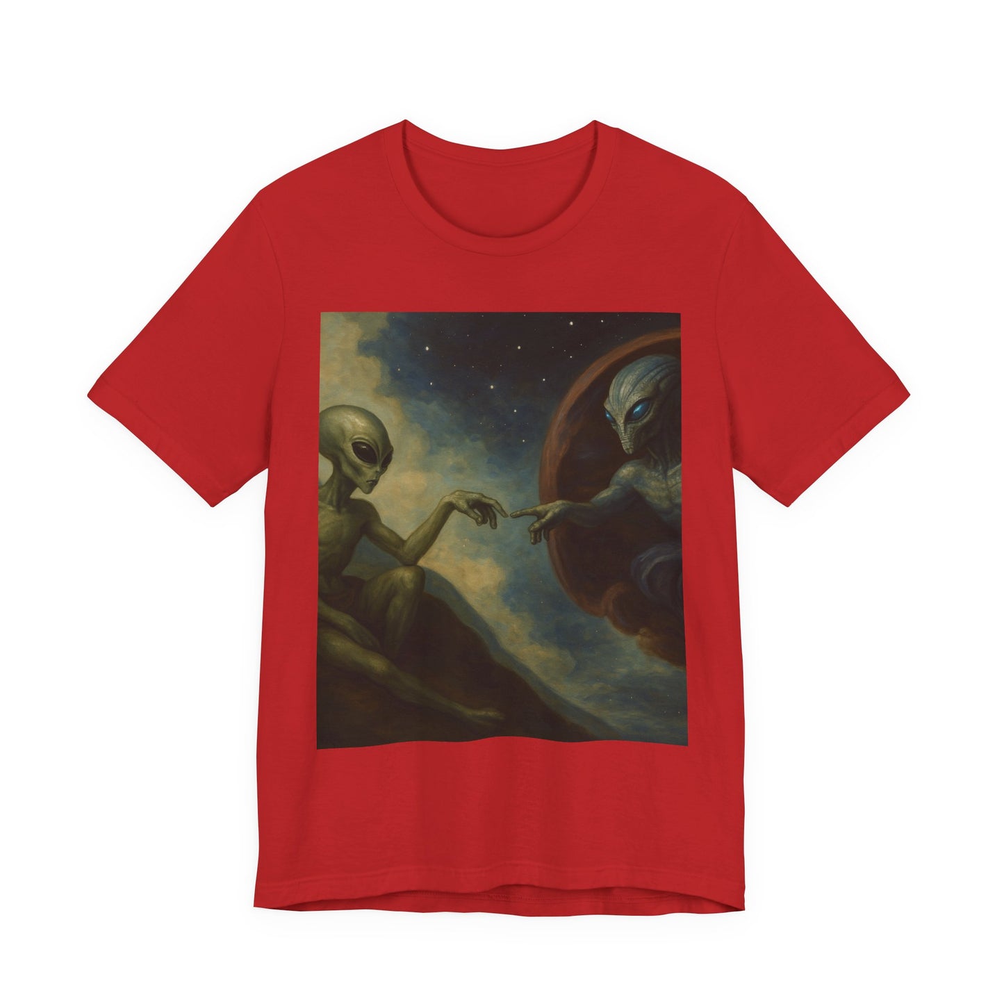 Alien Creation Tee — Cosmic Michelangelo Graphic T-Shirt