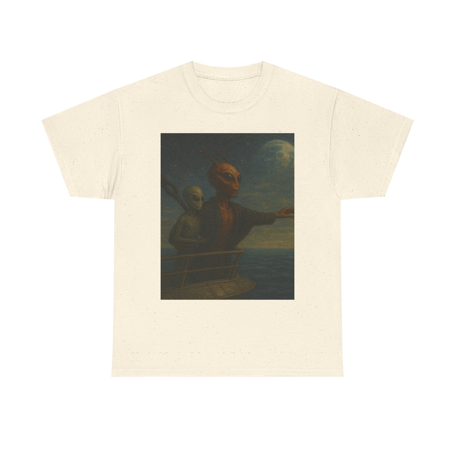 Vintage Gothic Painting Tee — Moonlit Ghost Ship Art T-Shirt