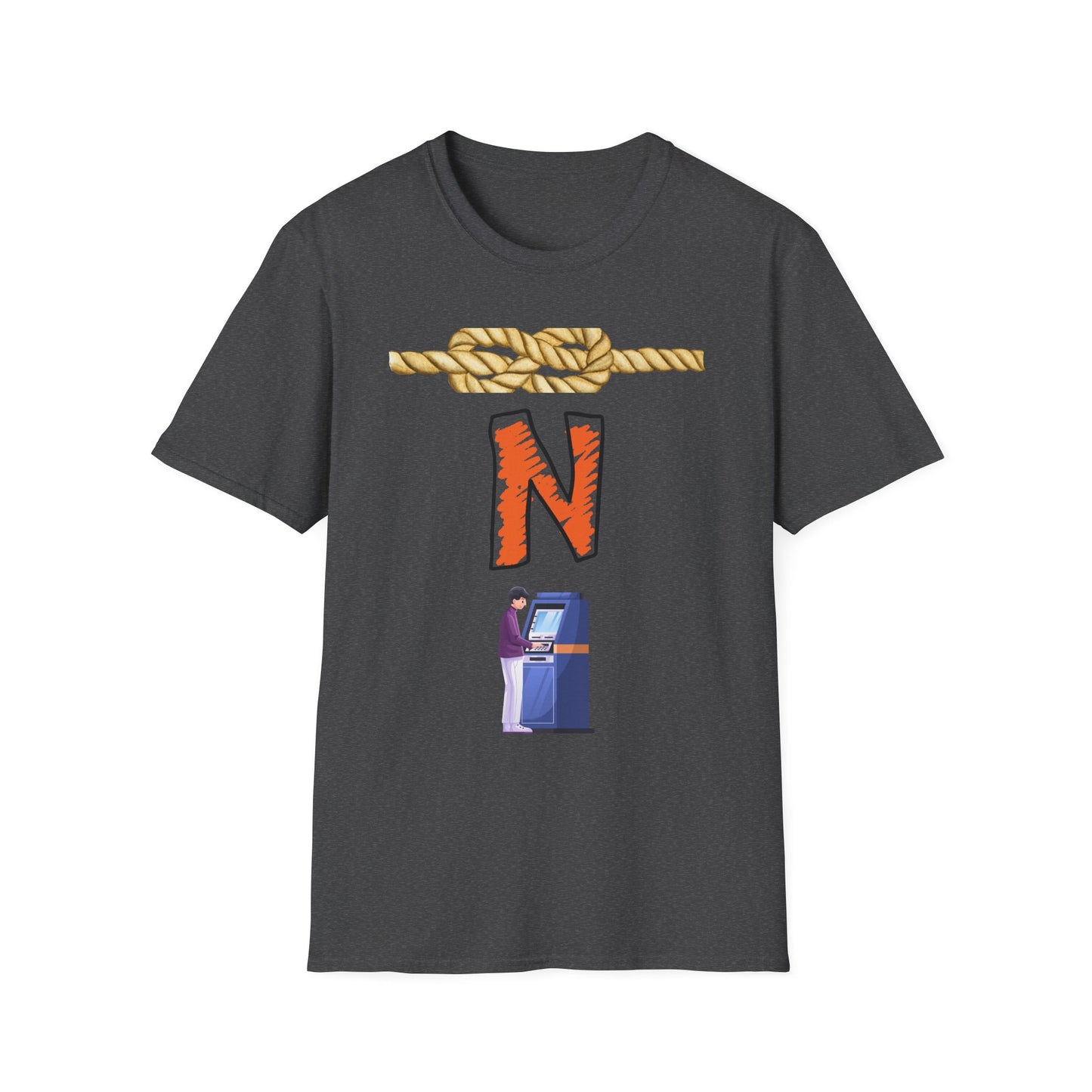 N Letter Graphic T-Shirt — Nautical Rope & Arcade Gamer Design