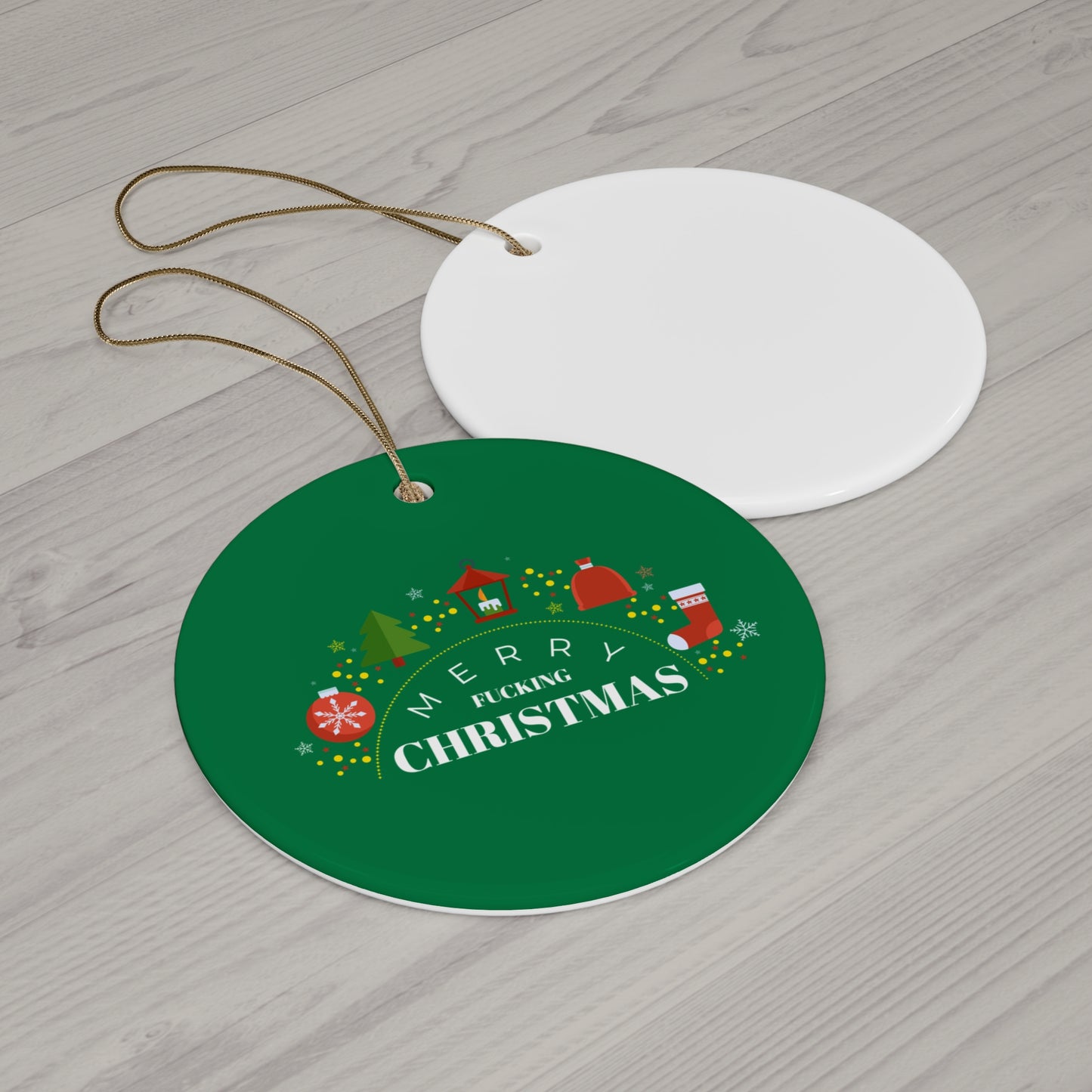 Ceramic Star Ornament – 'Merry F***ing Christmas' Holiday Decoration (4 Shapes)