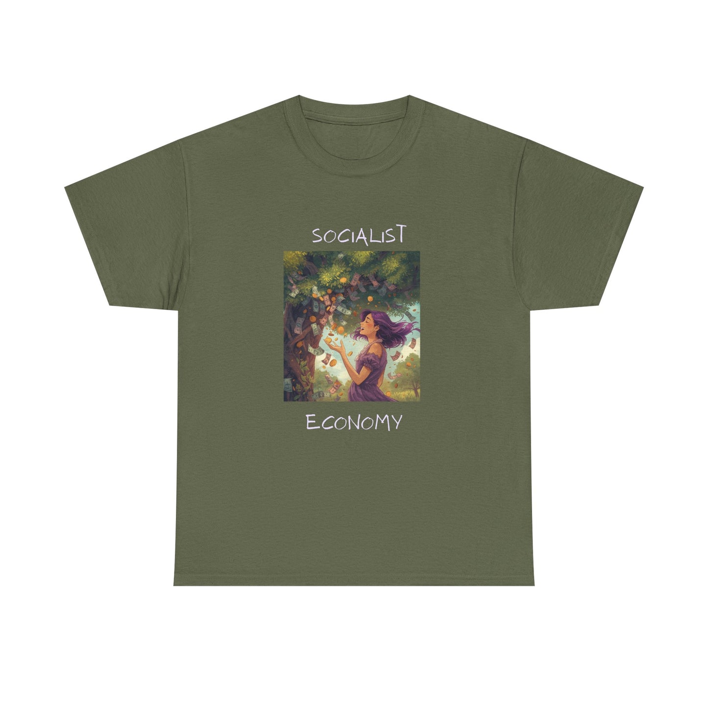 Socialist Economy Graphic Tee — Retro Fairy Illustration Political T‑Shirt