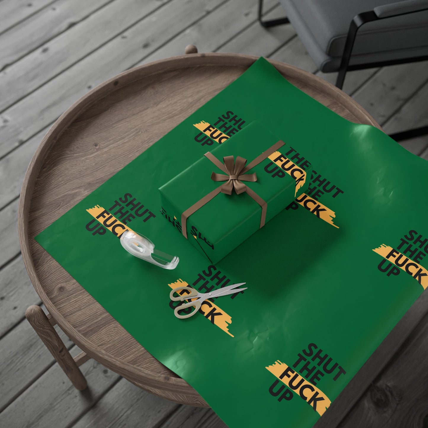 Green Tractor Pattern Wrapping Paper — Farm-Themed Gift Wrap Roll